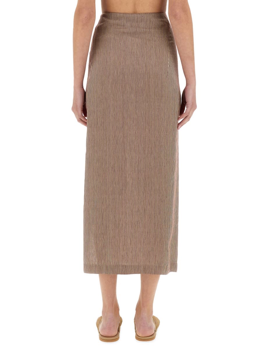 Alysi "micro Stripe" Longuette Skirt In Bordeaux