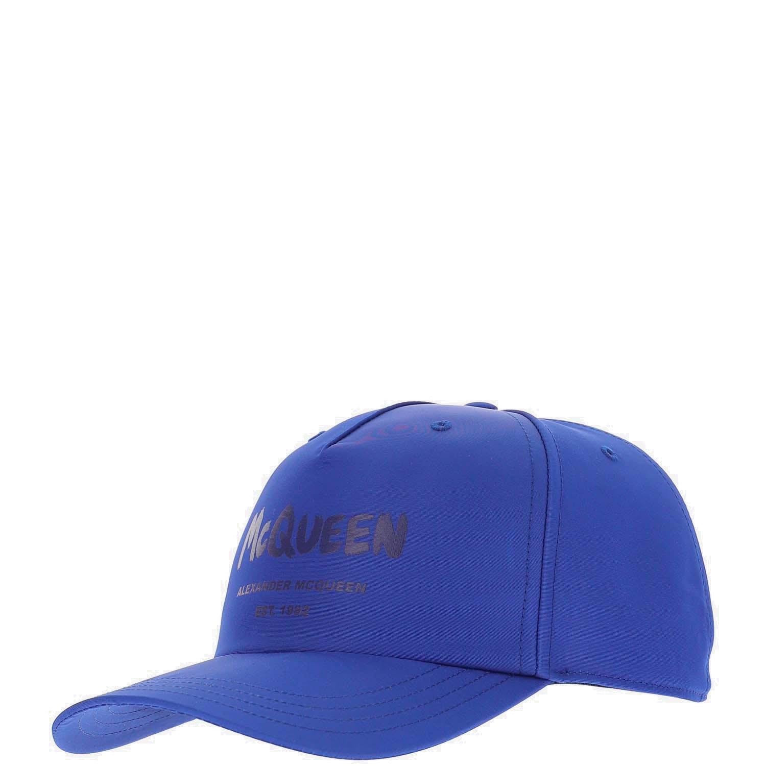 Alexander Mcqueen Graffiti-print Baseball Cap In Blue