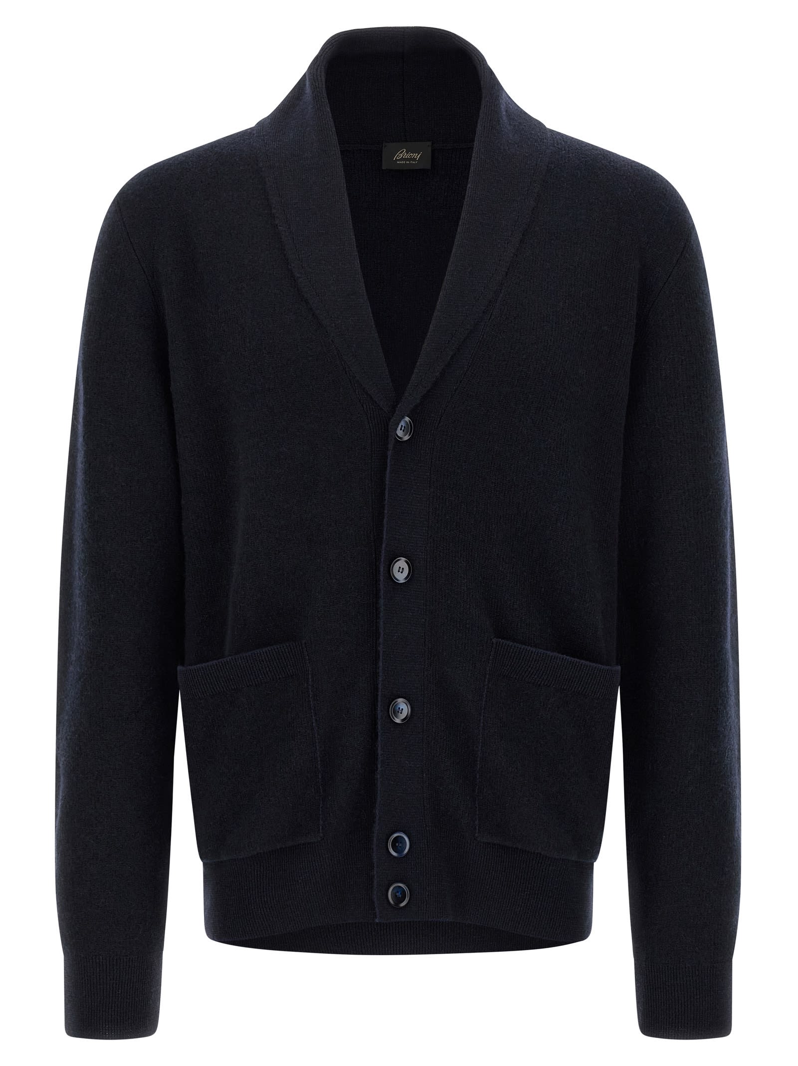 Brioni Ribbed And Braid Cardigan Sweaters And Cardigans Blue In Blue