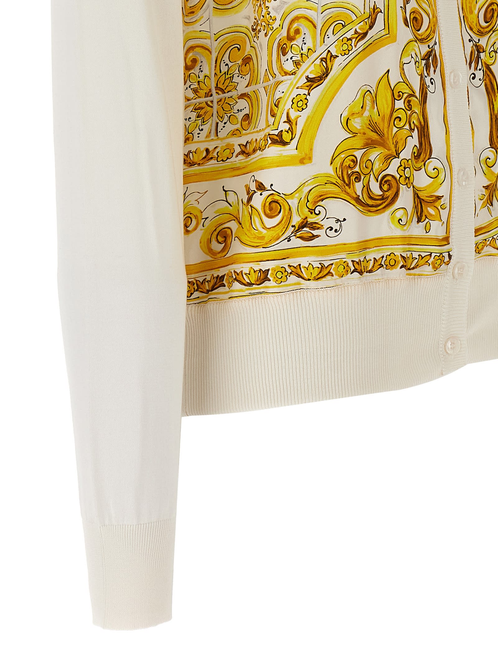 Shop Dolce & Gabbana Maioliche Cardigan In Yellow