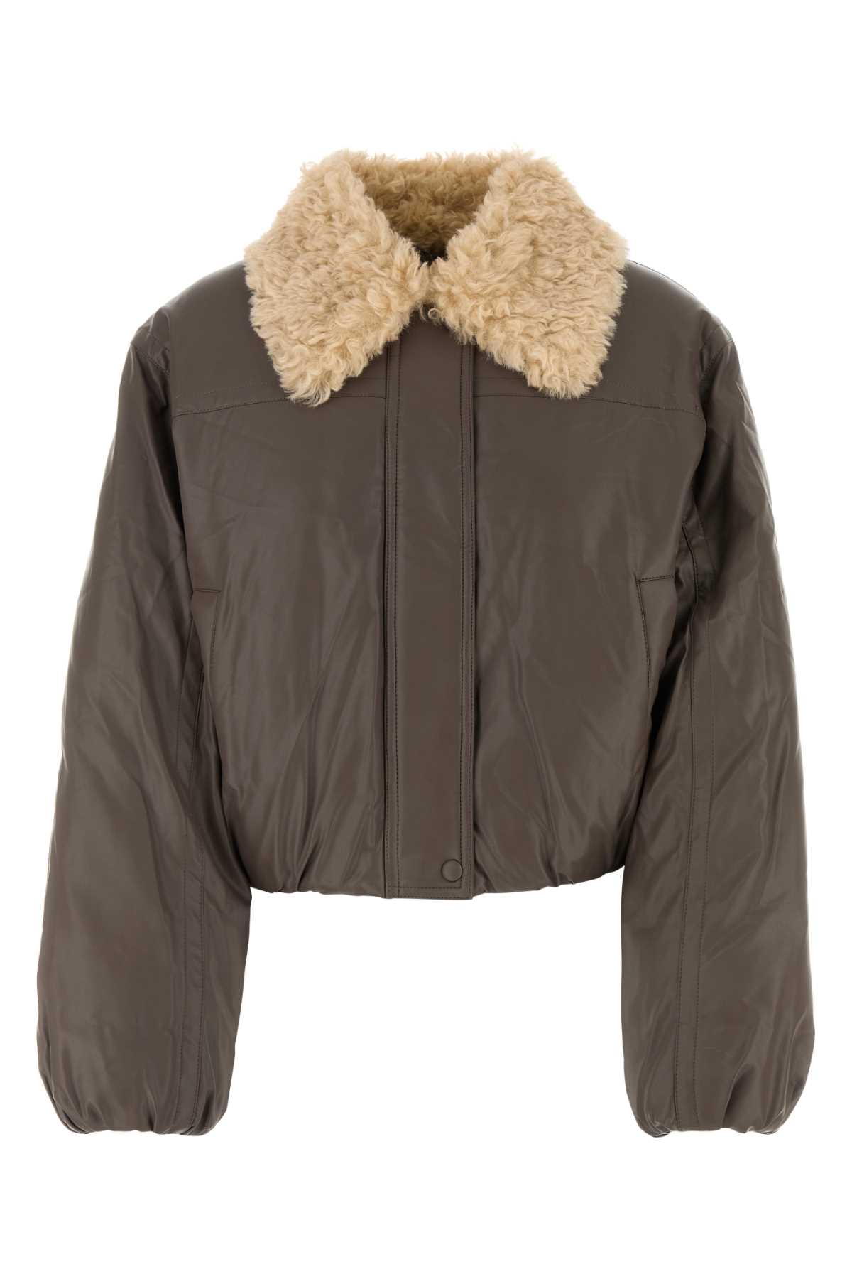 Brown Synthetic Leather Fran Padded Jacket