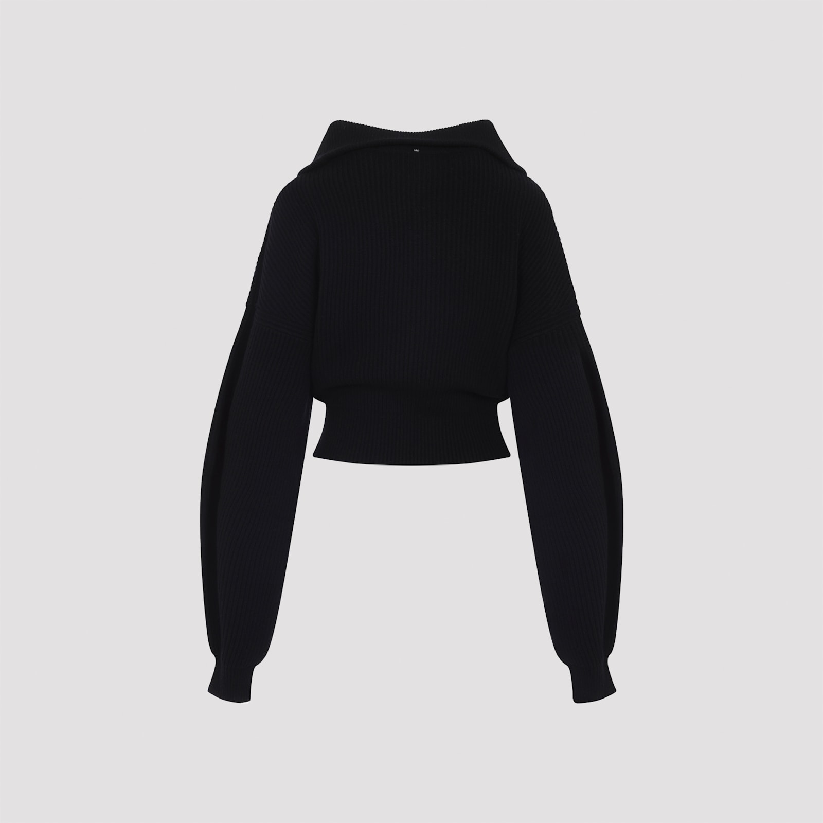 Sportmax Cropped Hooded Knitwear Ribbed Texture In Black