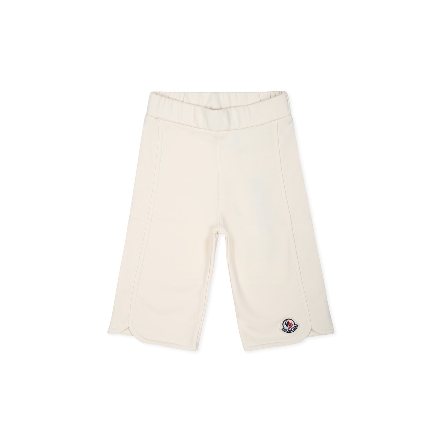 Moncler Ivory Pants For Baby Girl With Logo Patch In Ivory