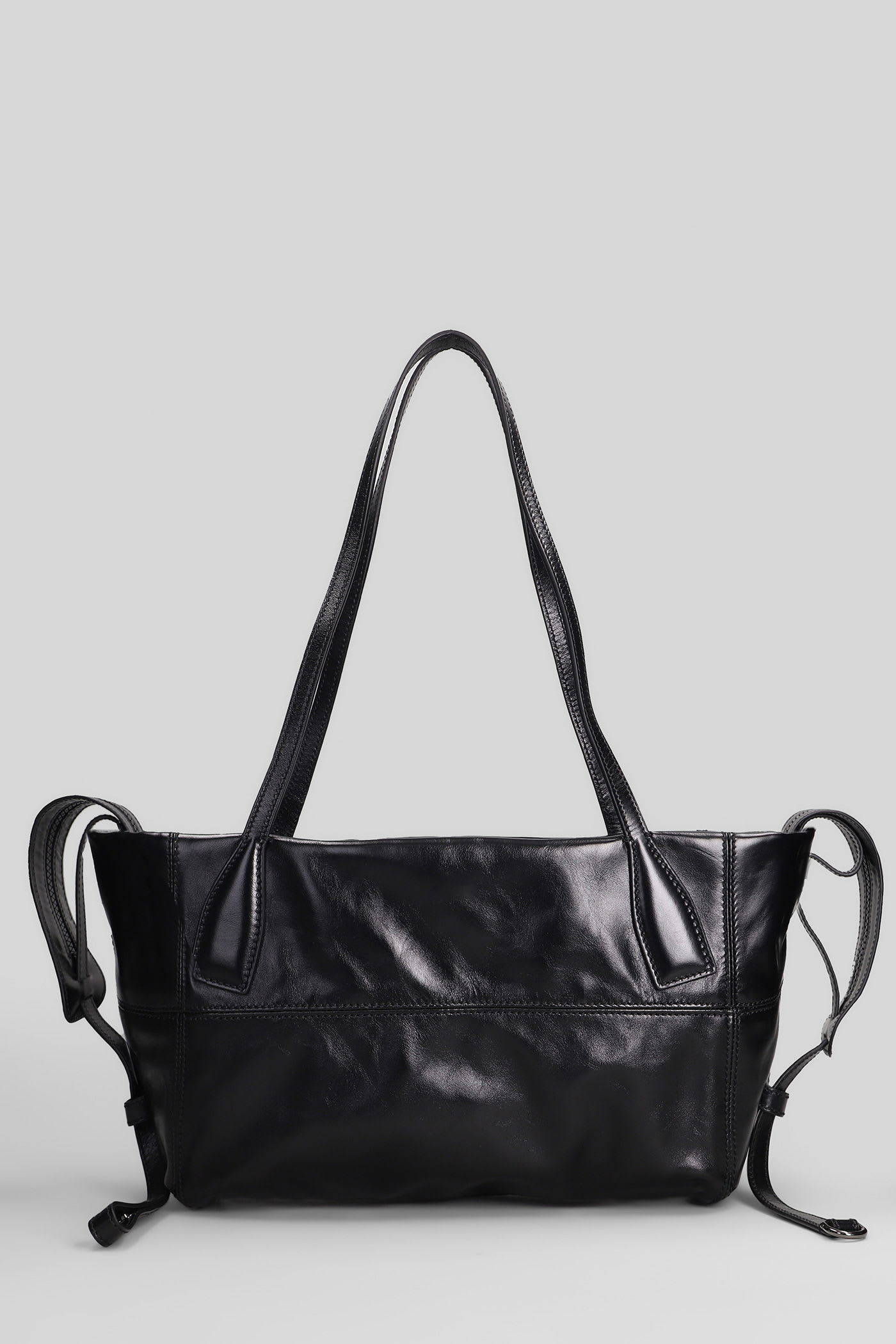 Balmain Track Zip Small Tote In Black Leather In Black