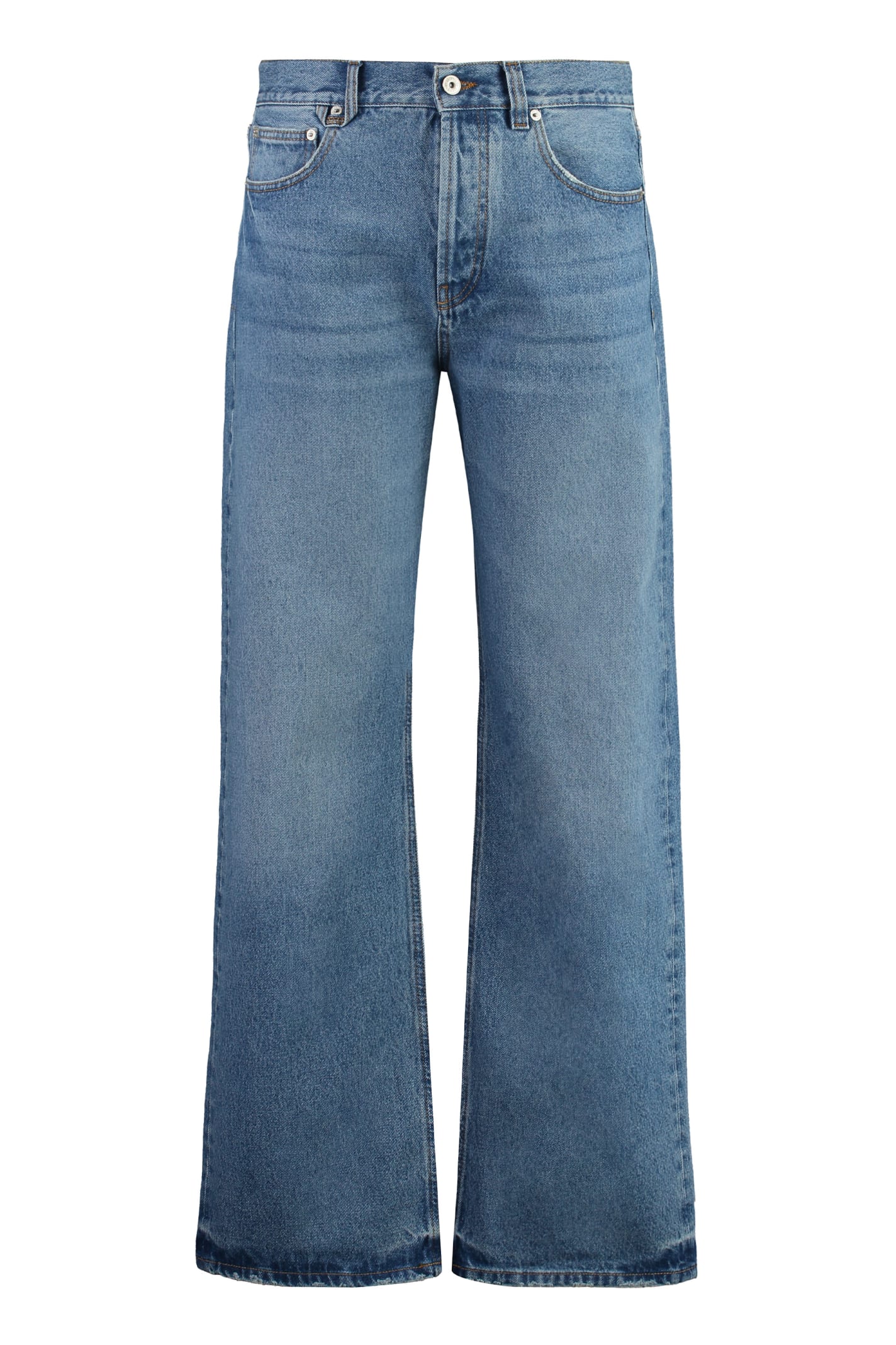 Shop Jacquemus Nîmes 5-pocket Straight-leg Jeans In 33c Blue/tabac