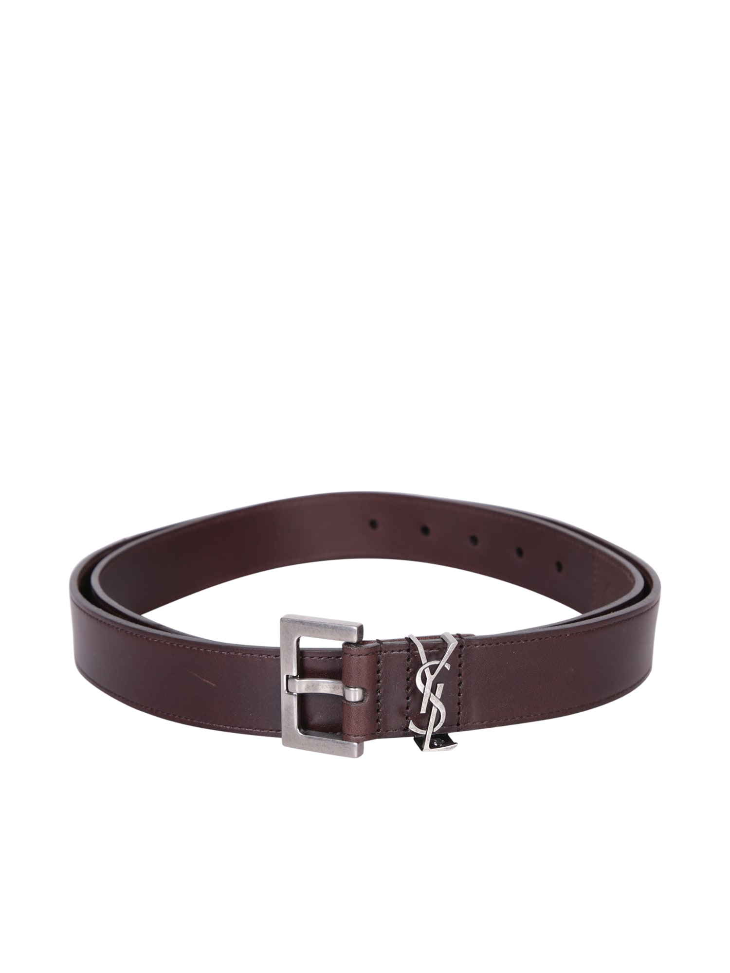 Shop Saint Laurent Logo Brown Belt