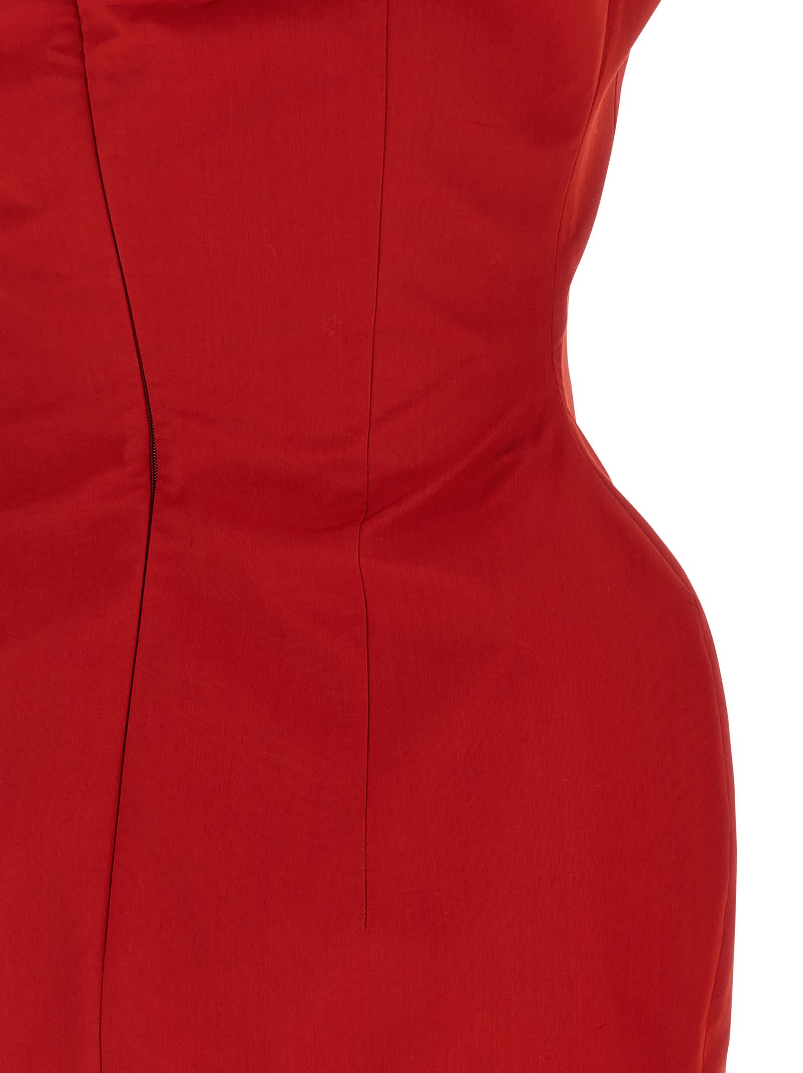 Magda Butrym Sculpted Cotton Mini Dress In Red In Red