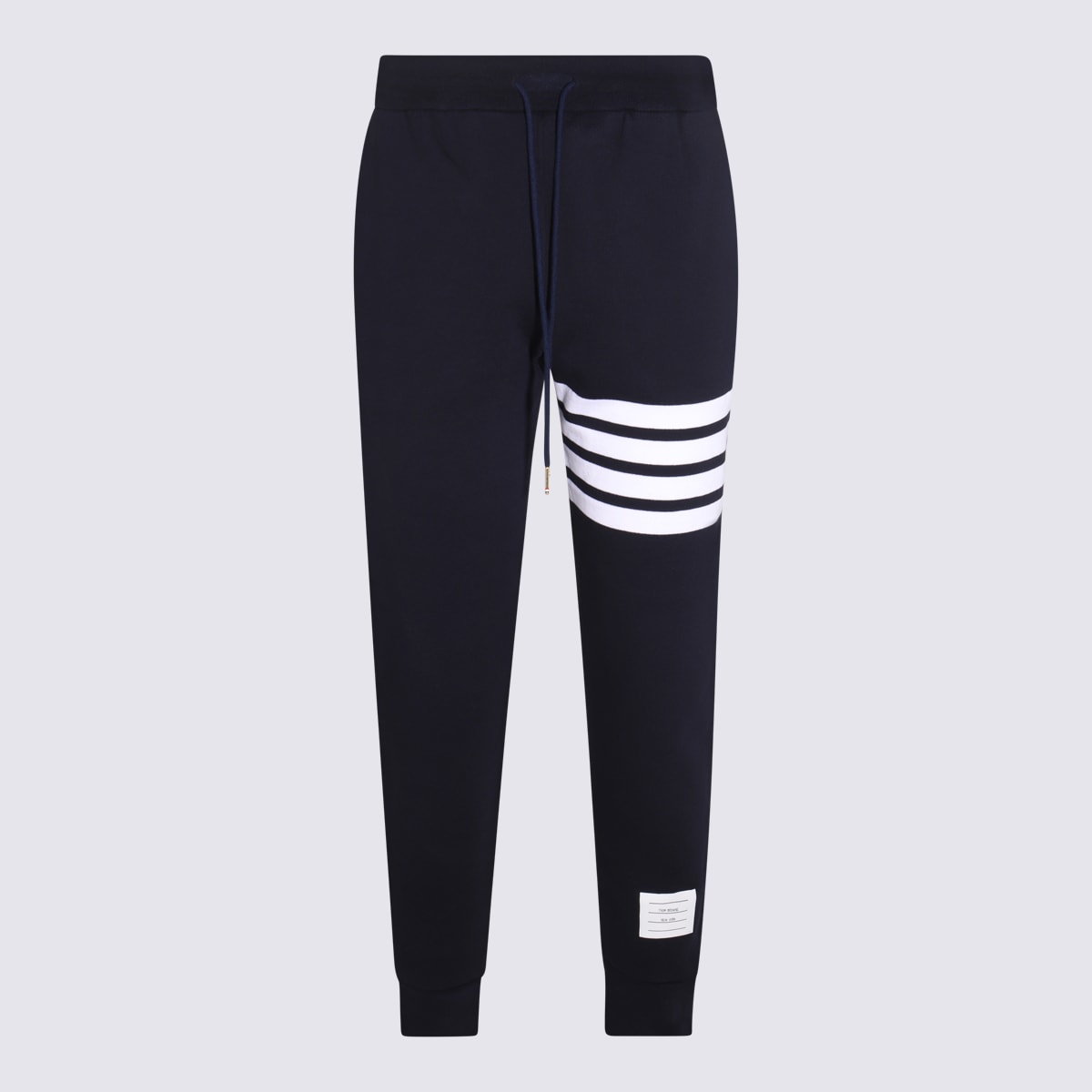 Shop Thom Browne Navy Blue And White Cotton 4-track Pants