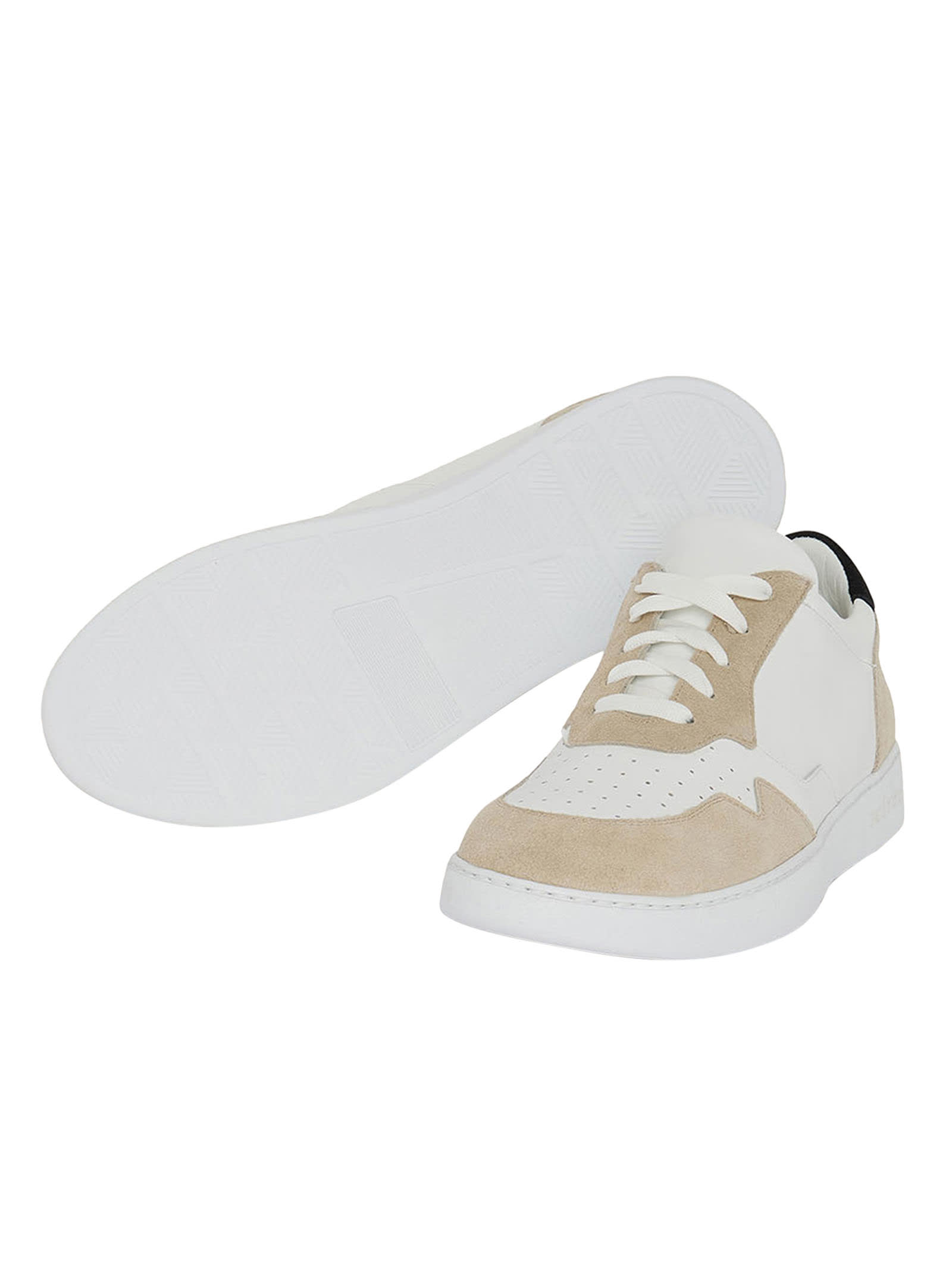 Shop Kiton Sneakers Calfskin In White/black