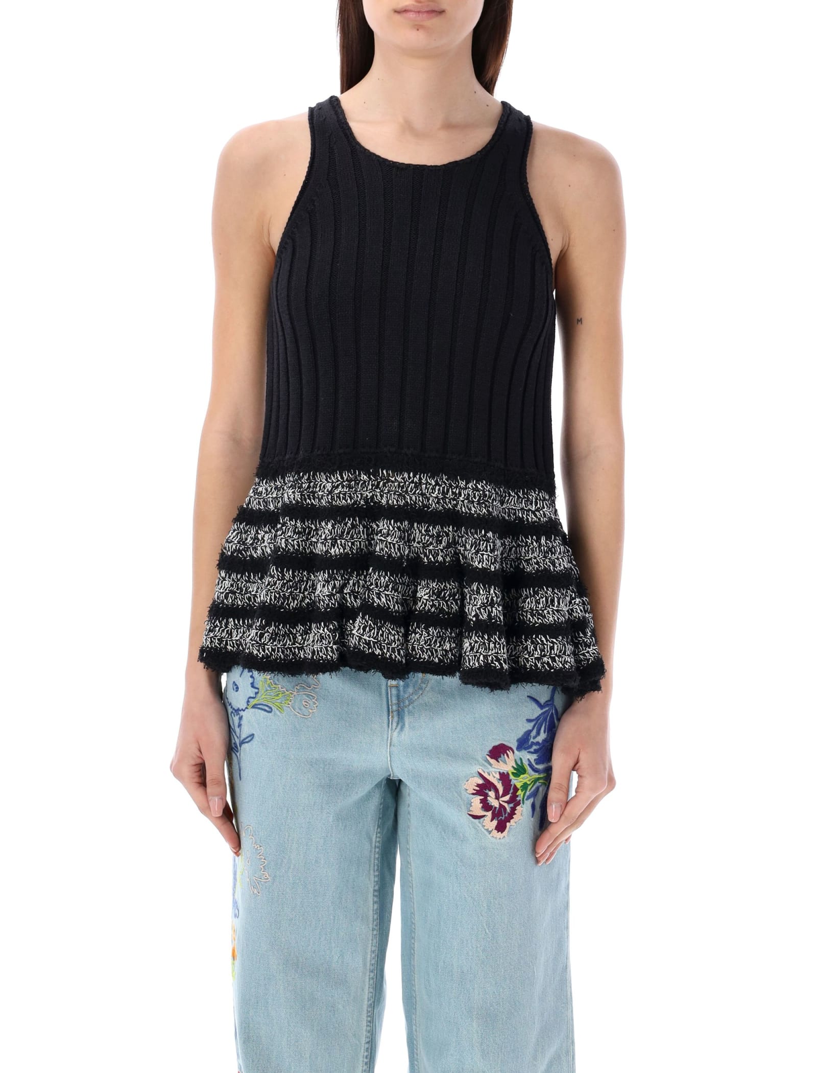 Shop Kenzo Crochet Tank Top In Black