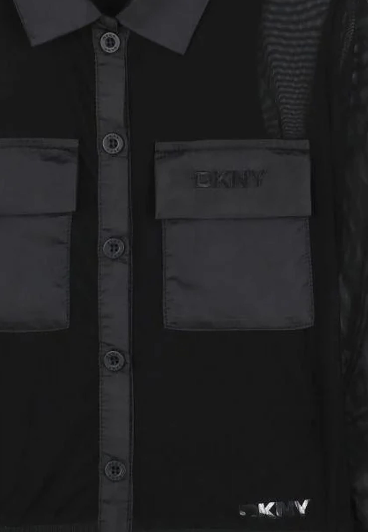 Dkny Black Shirt For Girl With Logo In Animal Print