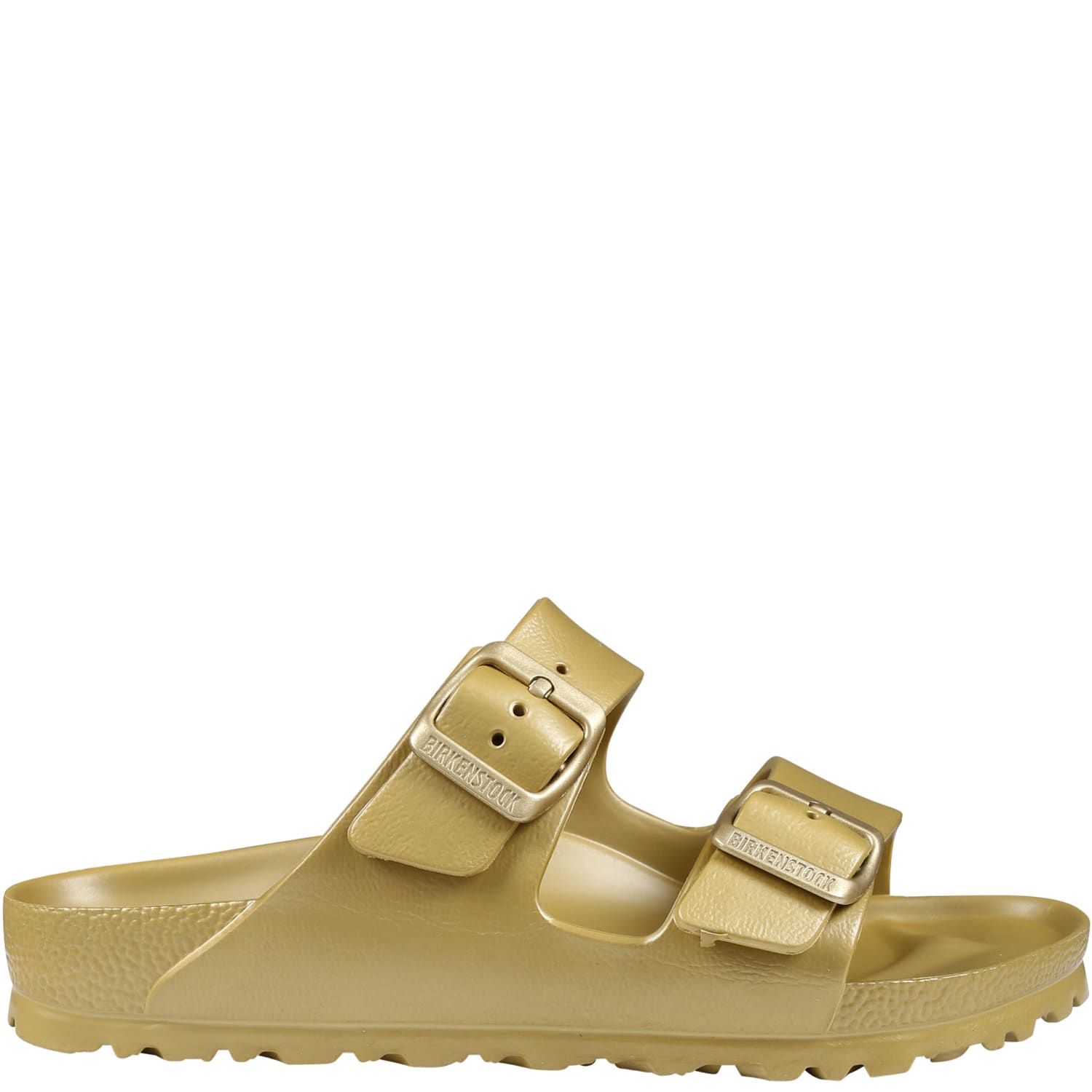 Shop Birkenstock Arizona Eva Gold Sandals For Kids With Logo