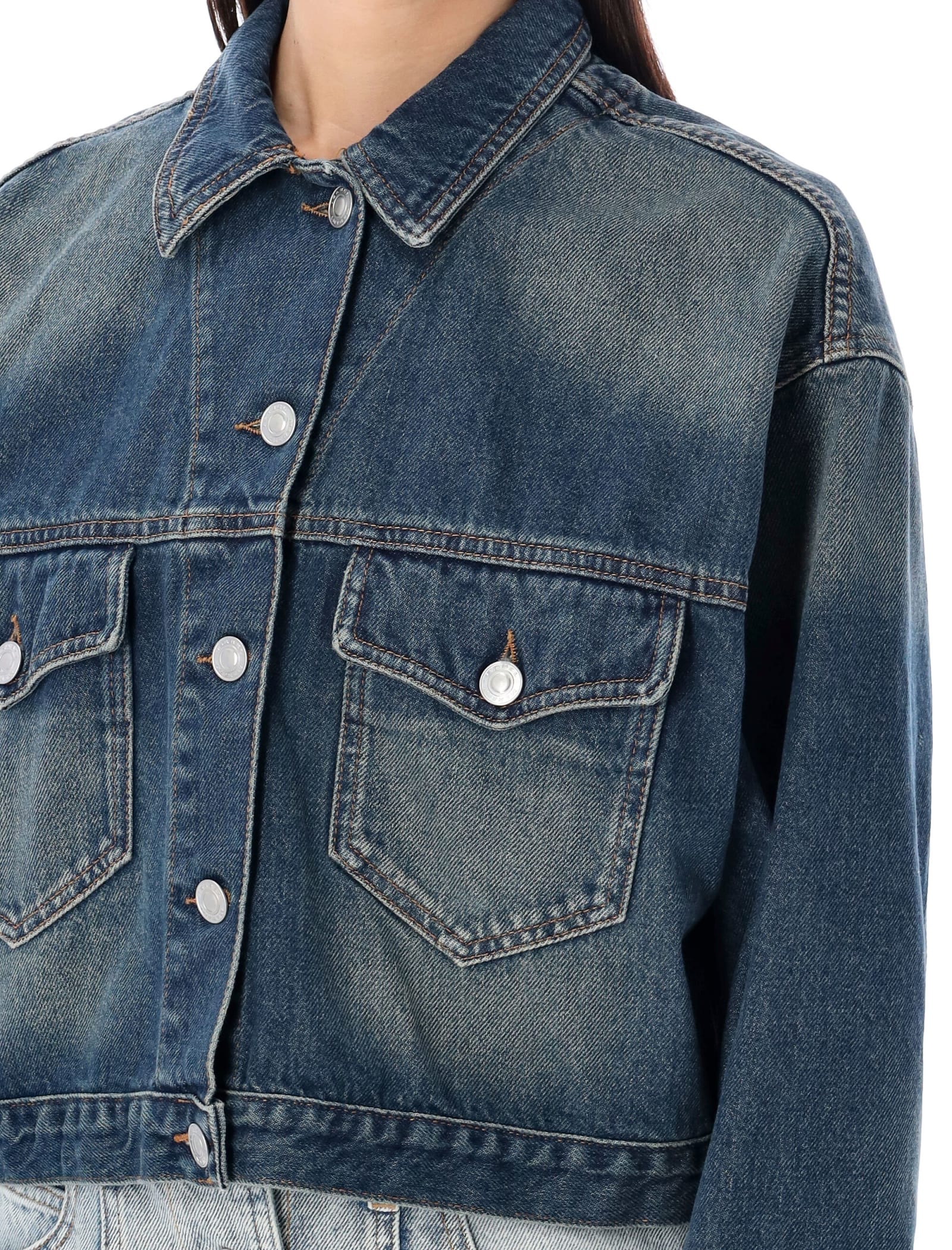 Isabel Marant Tadia Denim Jacket In Faded Blue