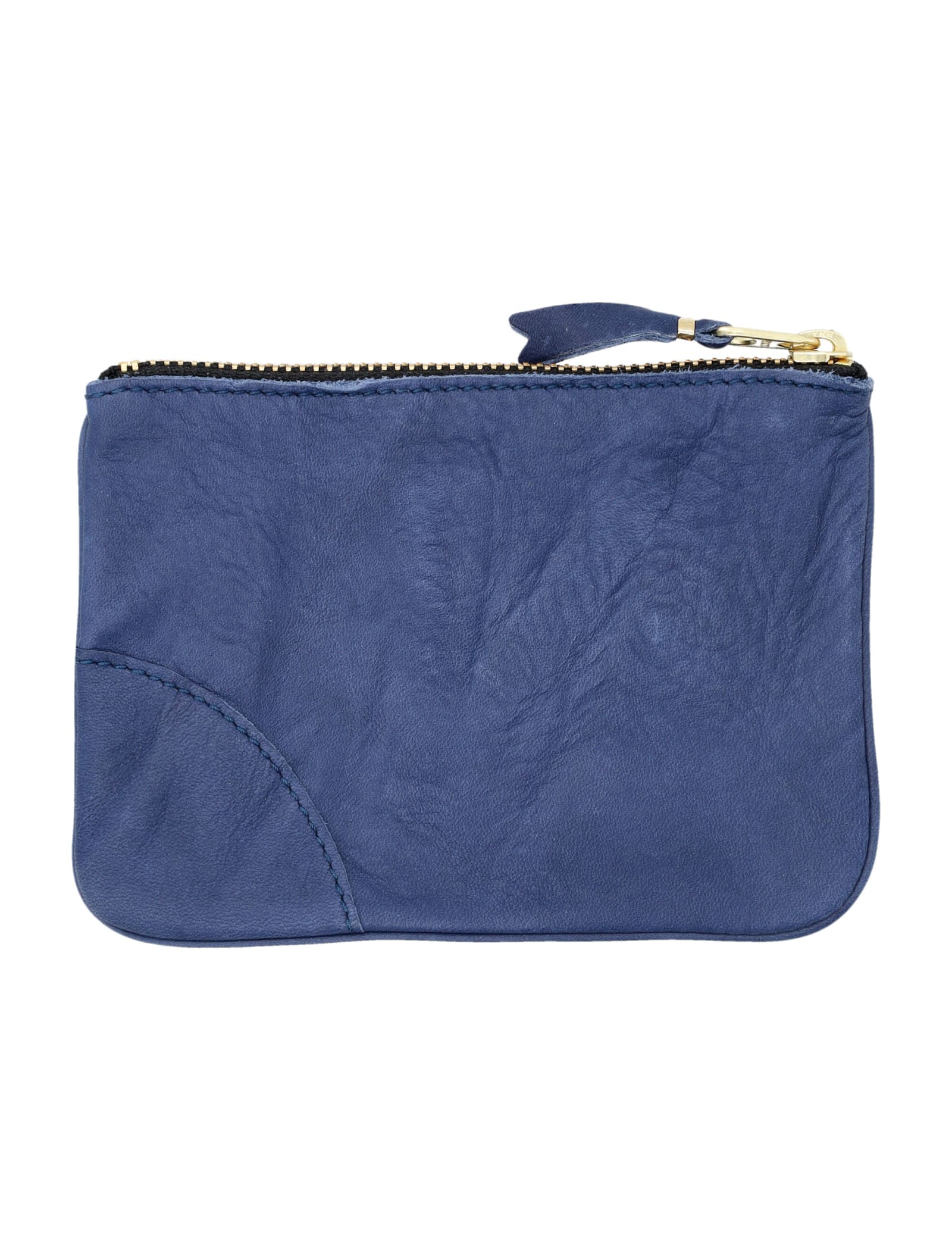 Shop Comme Des Garçons Washed Zip Pouch In Navy