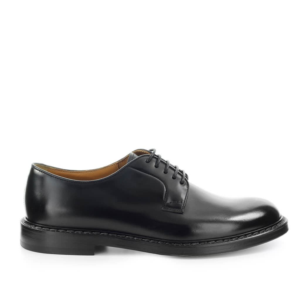 Doucals Black Leather Derby Lace Up