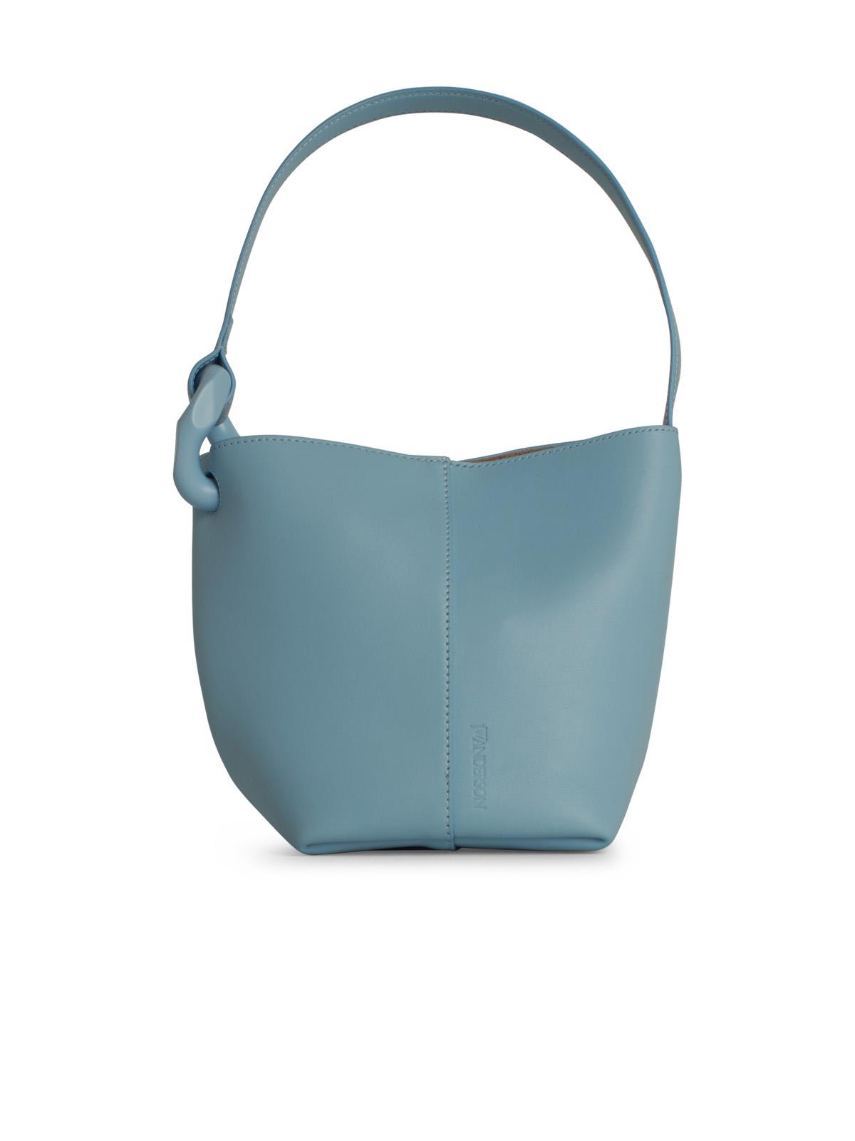 J. W. Anderson corner Bucket Bag In Light Blue Leather