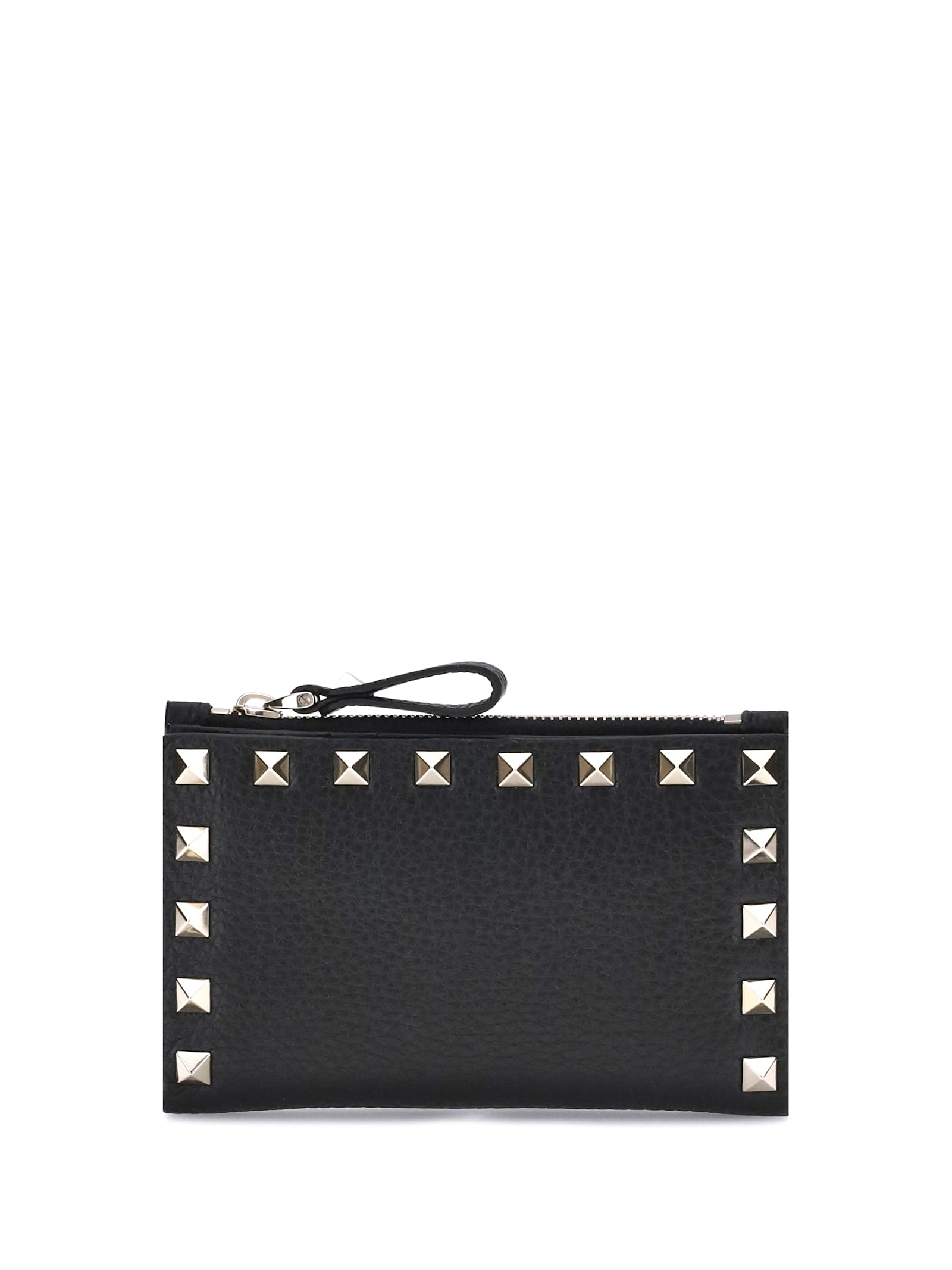 Valentino Garavani Roskstud Zip-up Coin Purse In Black