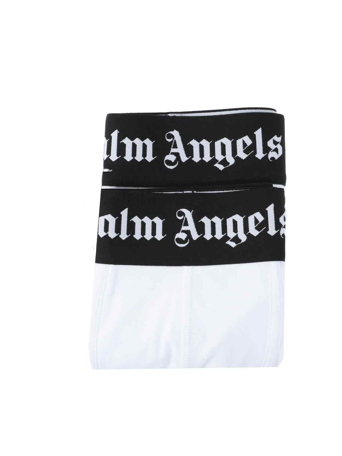 Palm Angels Logo Stretch Cotton Boxer Briefs In White