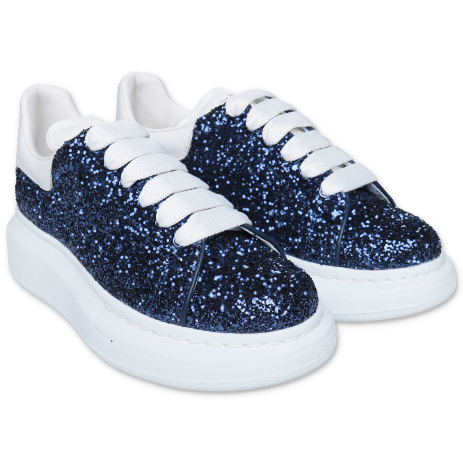 Alexander Mcqueen Sneakers Blu Glitterate In Pelle