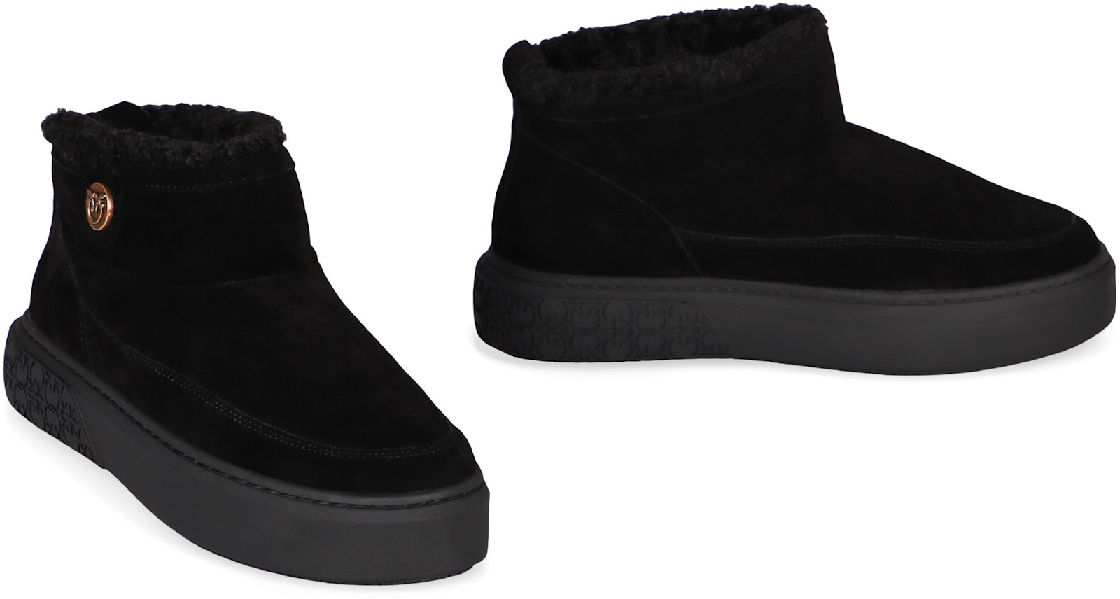 Pinko Black Boots With Shearling Lining In Black