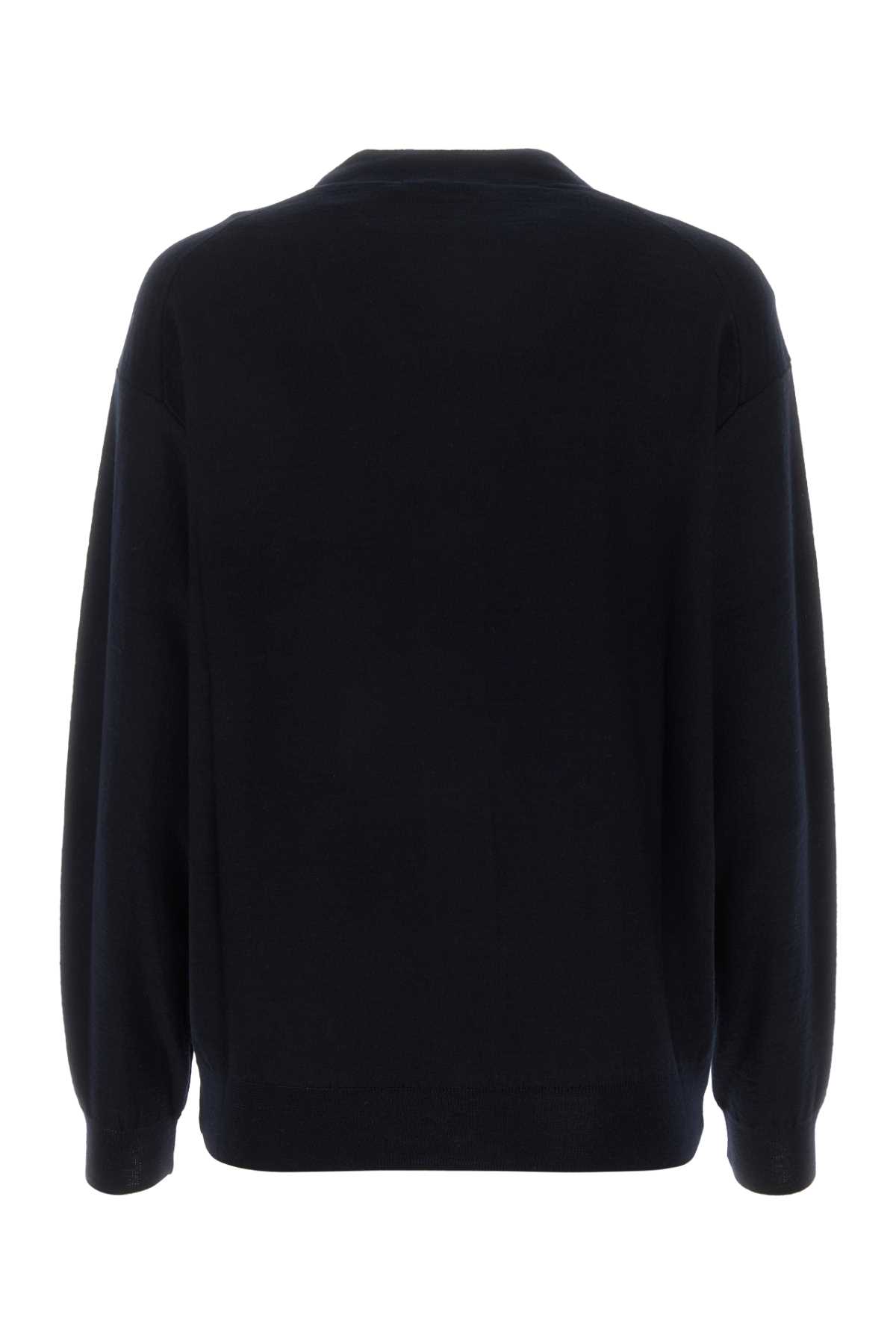 Shop Lemaire Navy Blue Acrylic Blend Cardigan In Darknavy