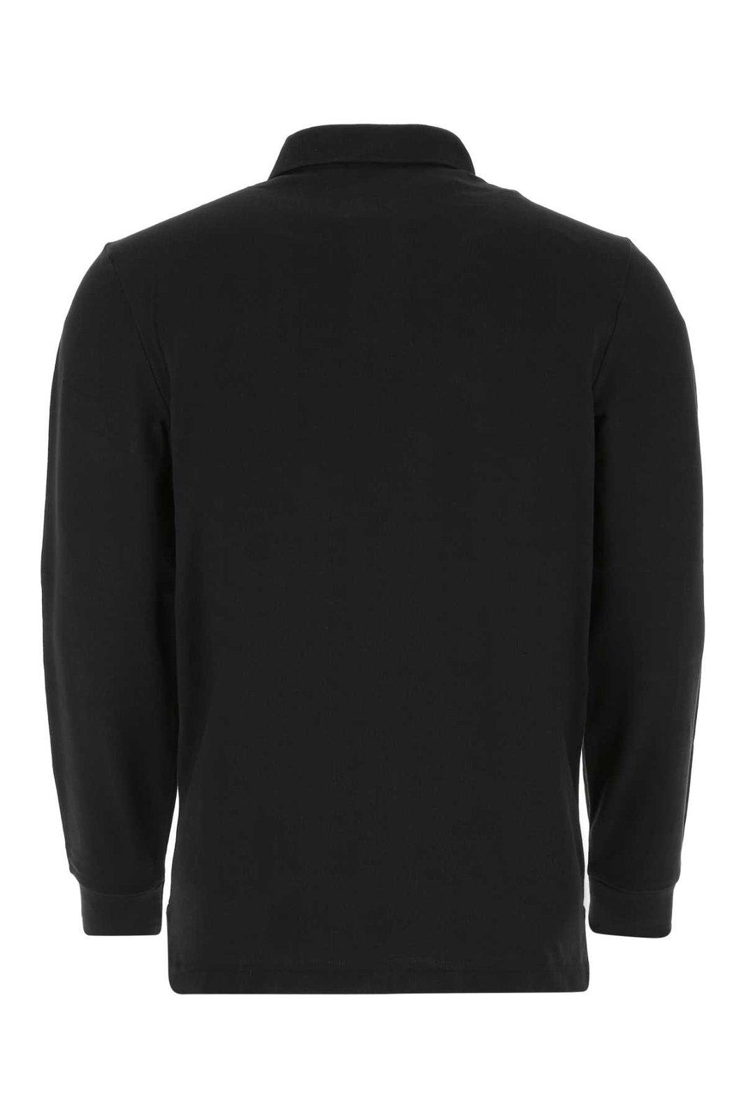 Polo Ralph Lauren Logo Embroidered Long-sleeved Polo Shirt In Black