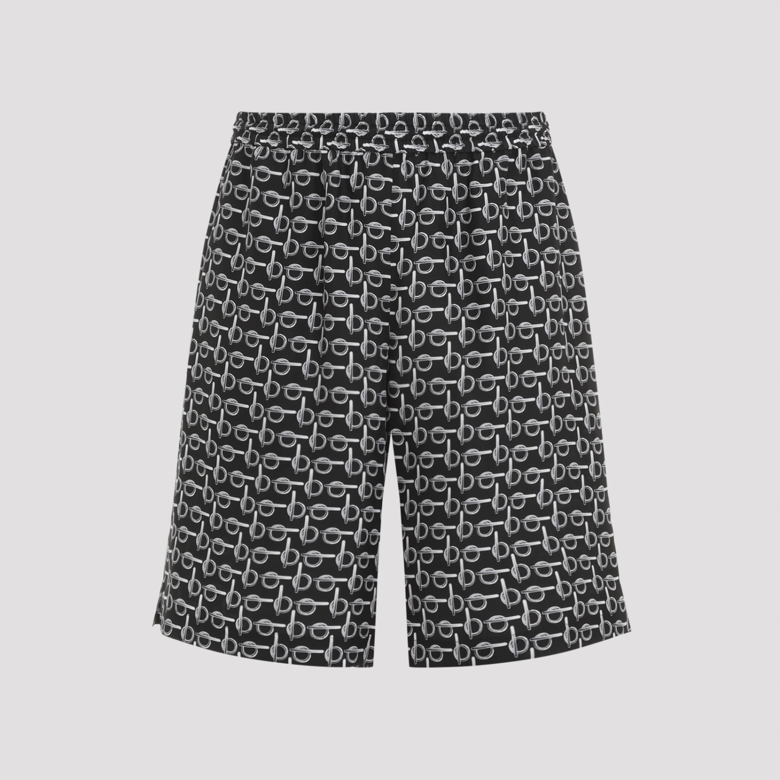 Shop Burberry Silk Shorts In Silver Black