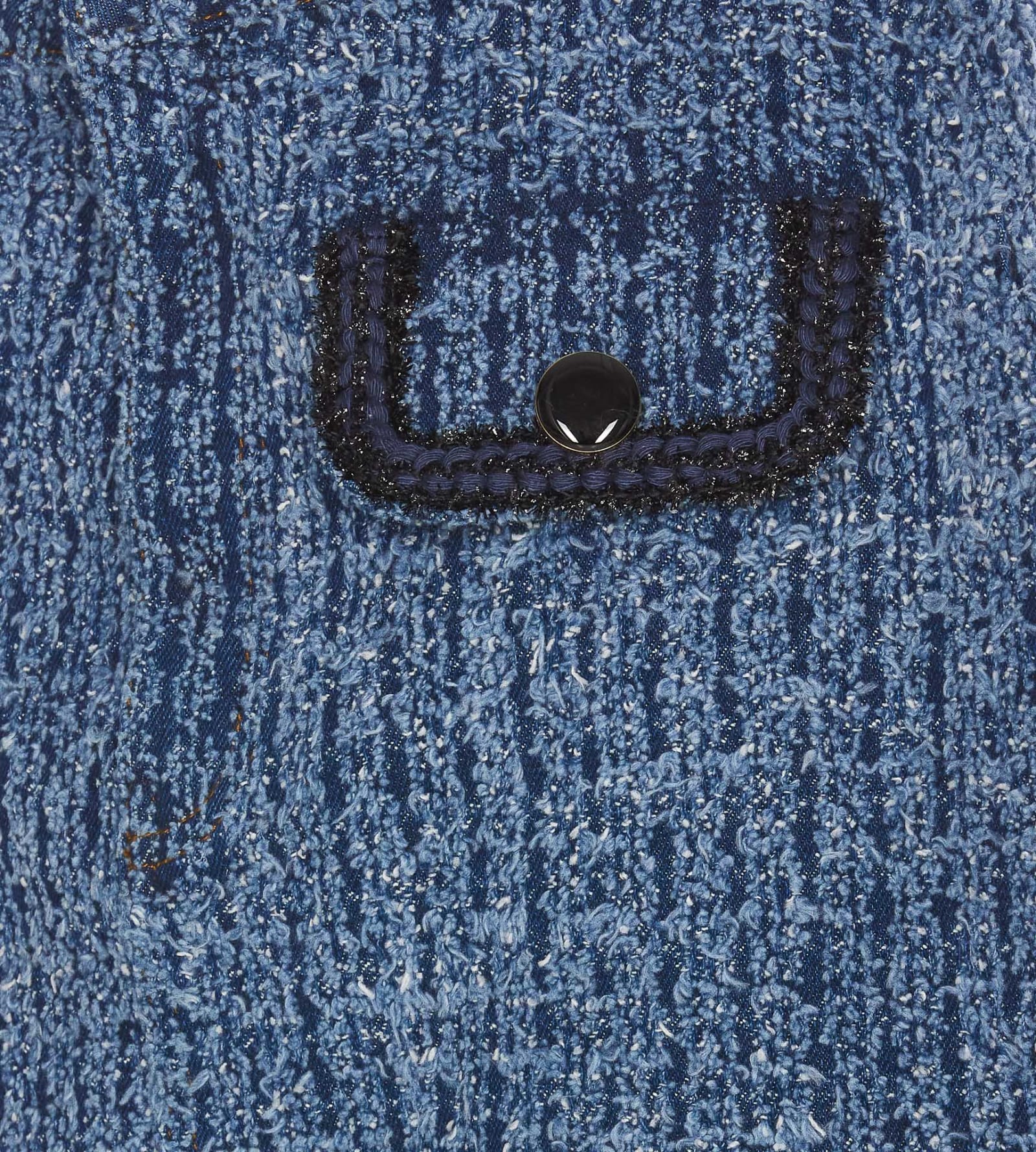 Shop Self-portrait Textured Denim Skirt In Blue