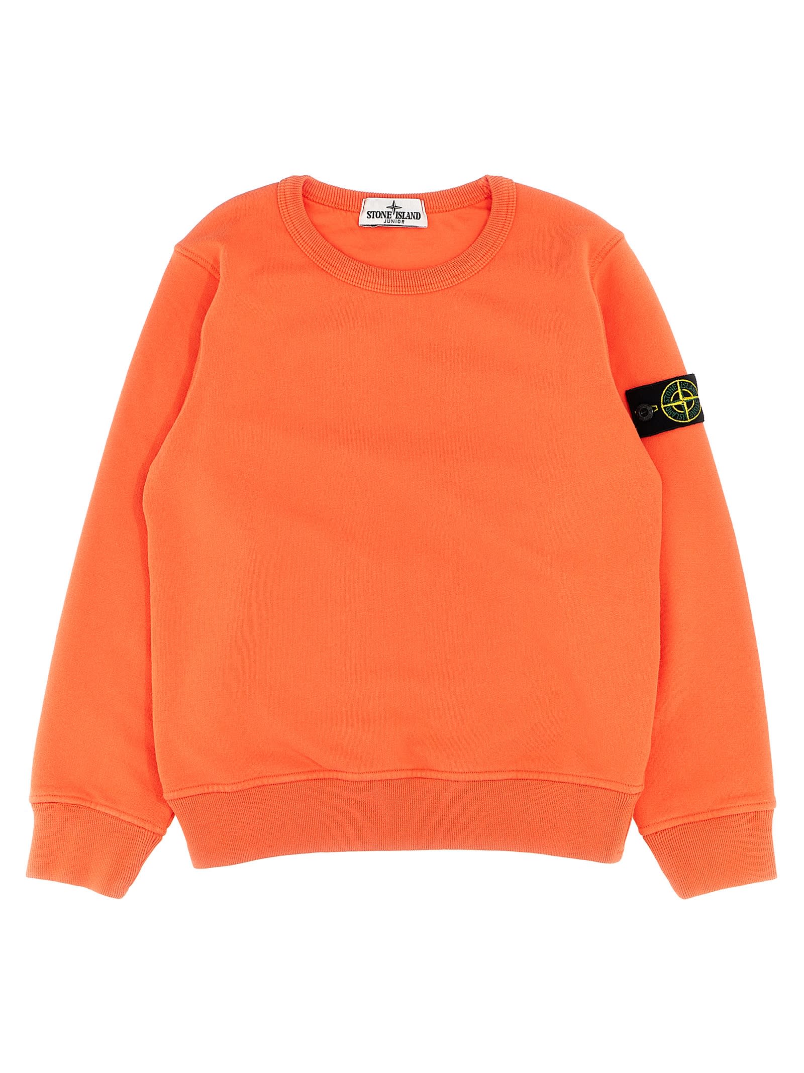 Stone Island Logo Patch Sweatshirt In Orange