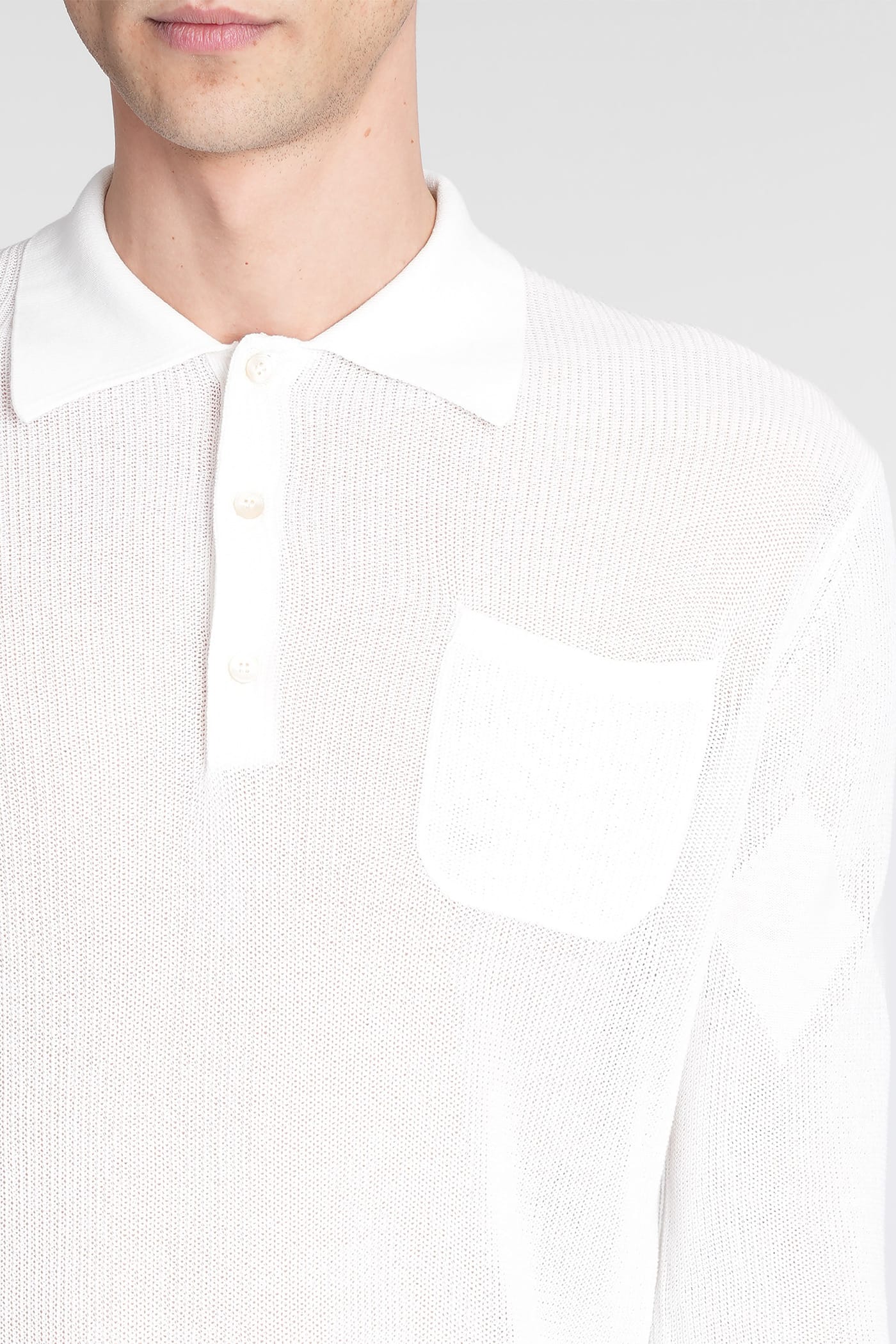Ballantyne Knit Short-sleeved Polo With Structured Collar In White