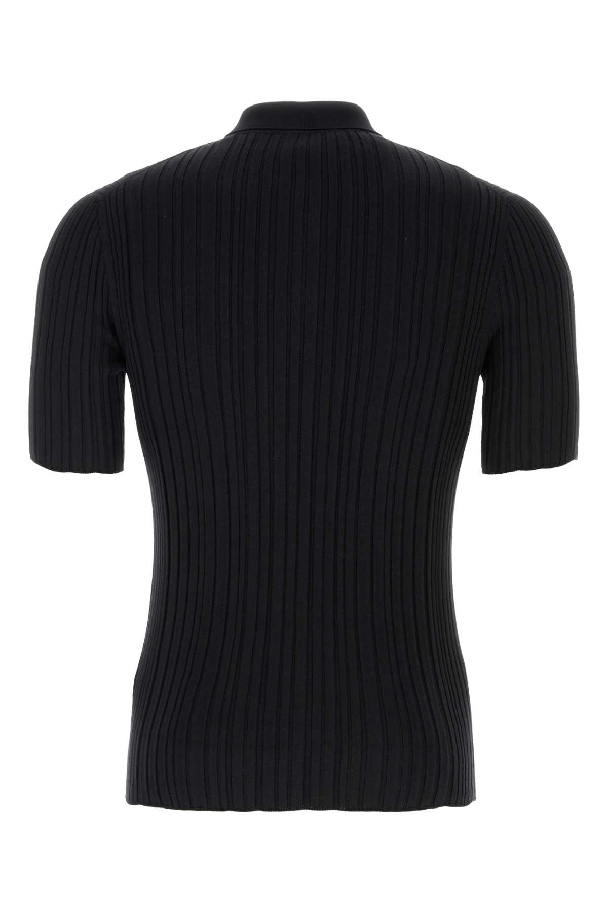 Shop Dolce & Gabbana Black Silk Blend Polo Shirt In Nero