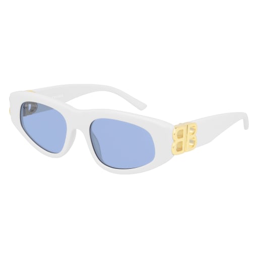 Shop Balenciaga Bb0095s Sunglasses In White Gold Light Blue