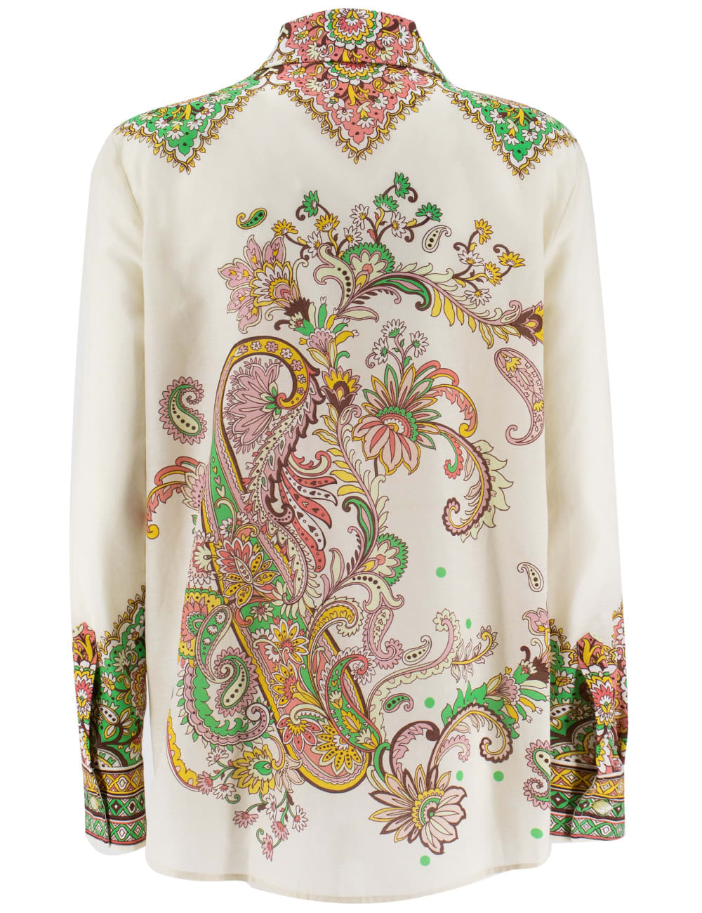 Etro Multicolor Shirt With Classic Collar And All-over Paisley Print In Cotton And Silk Woman In Print On White Base