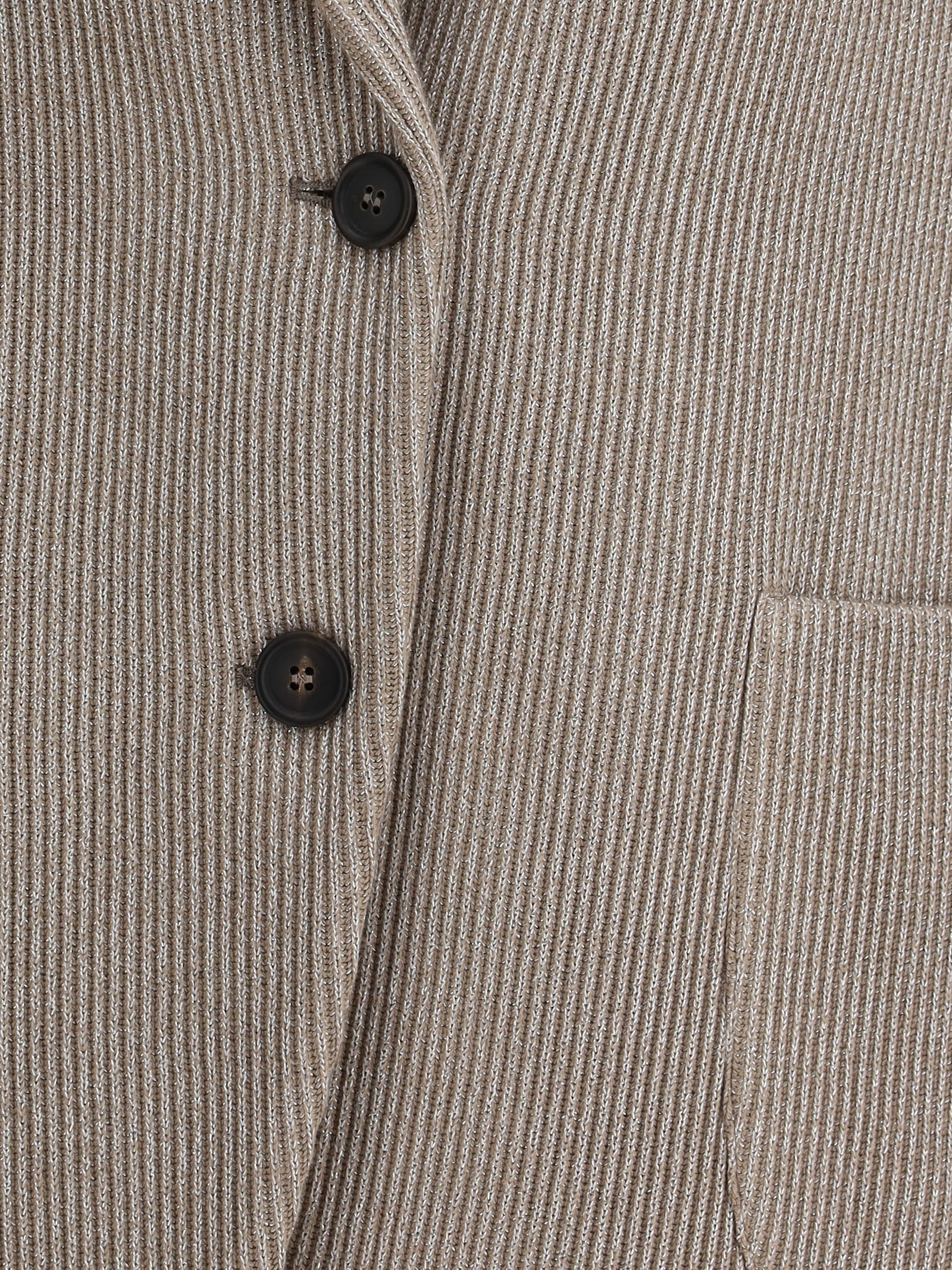 Brunello Cucinelli Beige Sparkling Knit Blazer With Monili In Gray