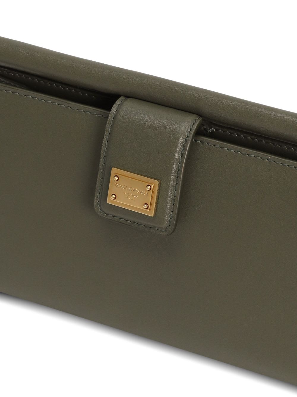 Dolce & Gabbana Leather Phone Bag In Green