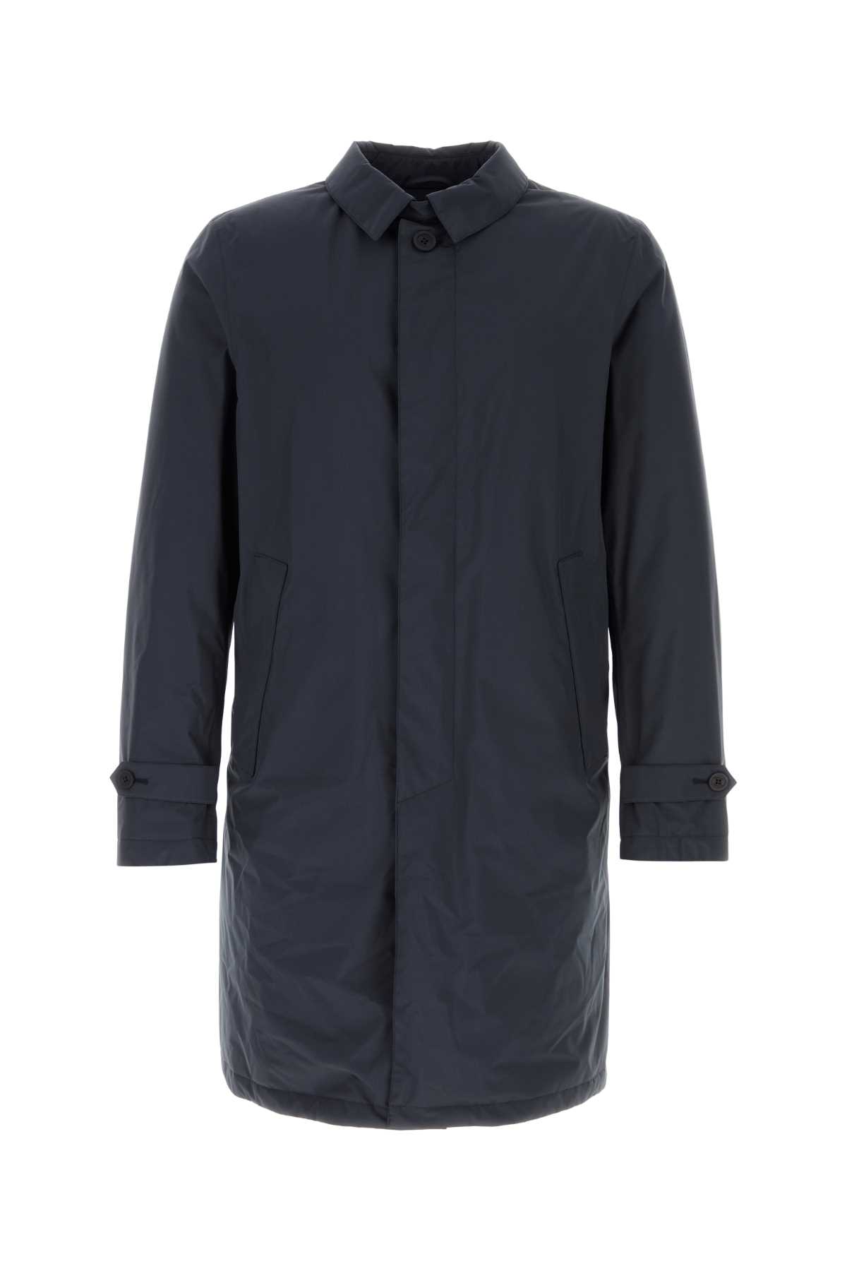 Herno Nylon Trench Coat With Back Vent And Pockets In Gray