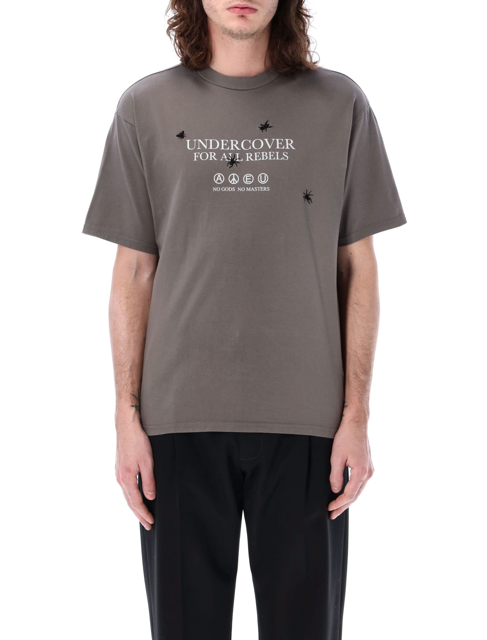 Shop Undercover Embroidered T-shirt In Gray