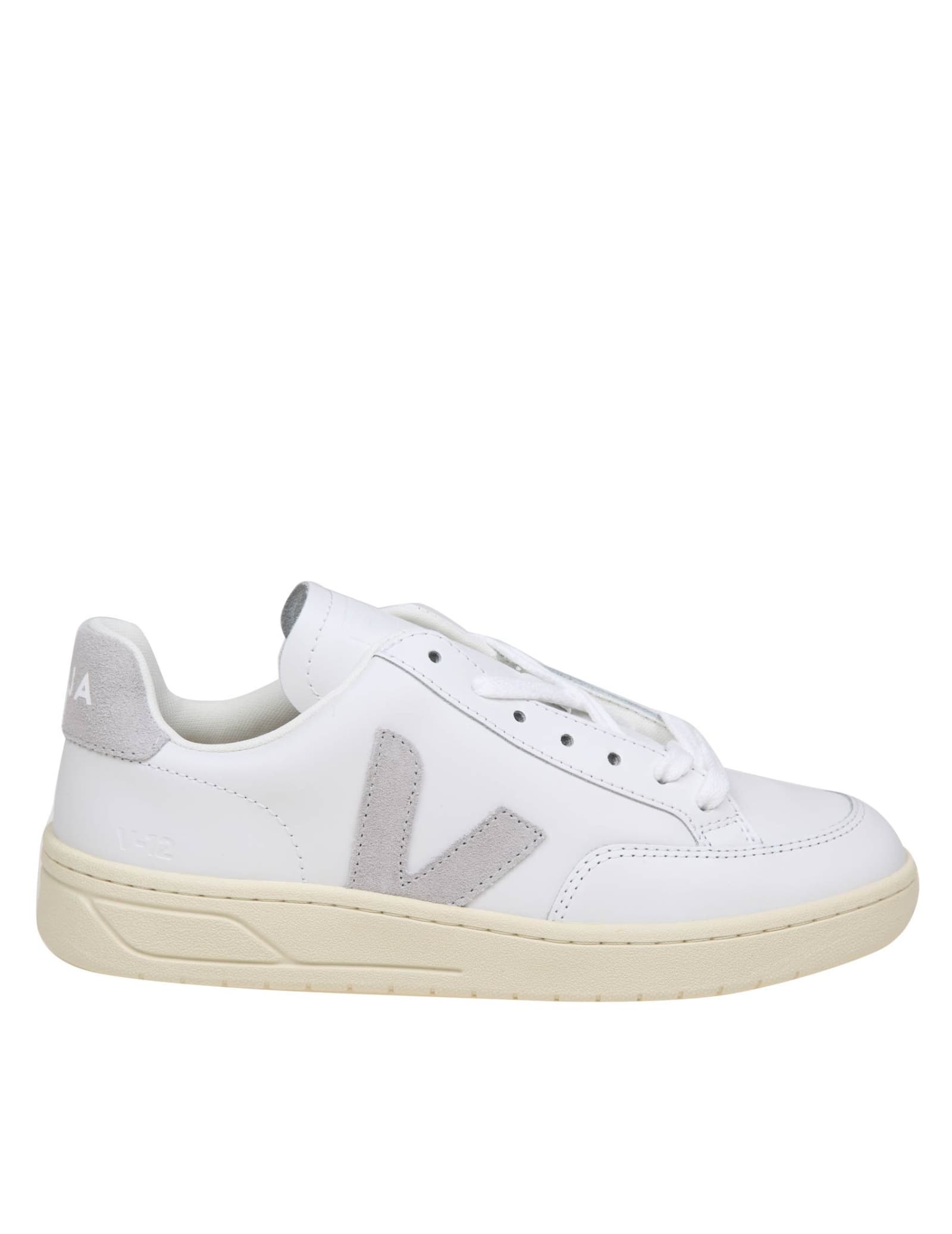 Shop Veja V 12 Sneakers In White/grey Leather In White/light Grey