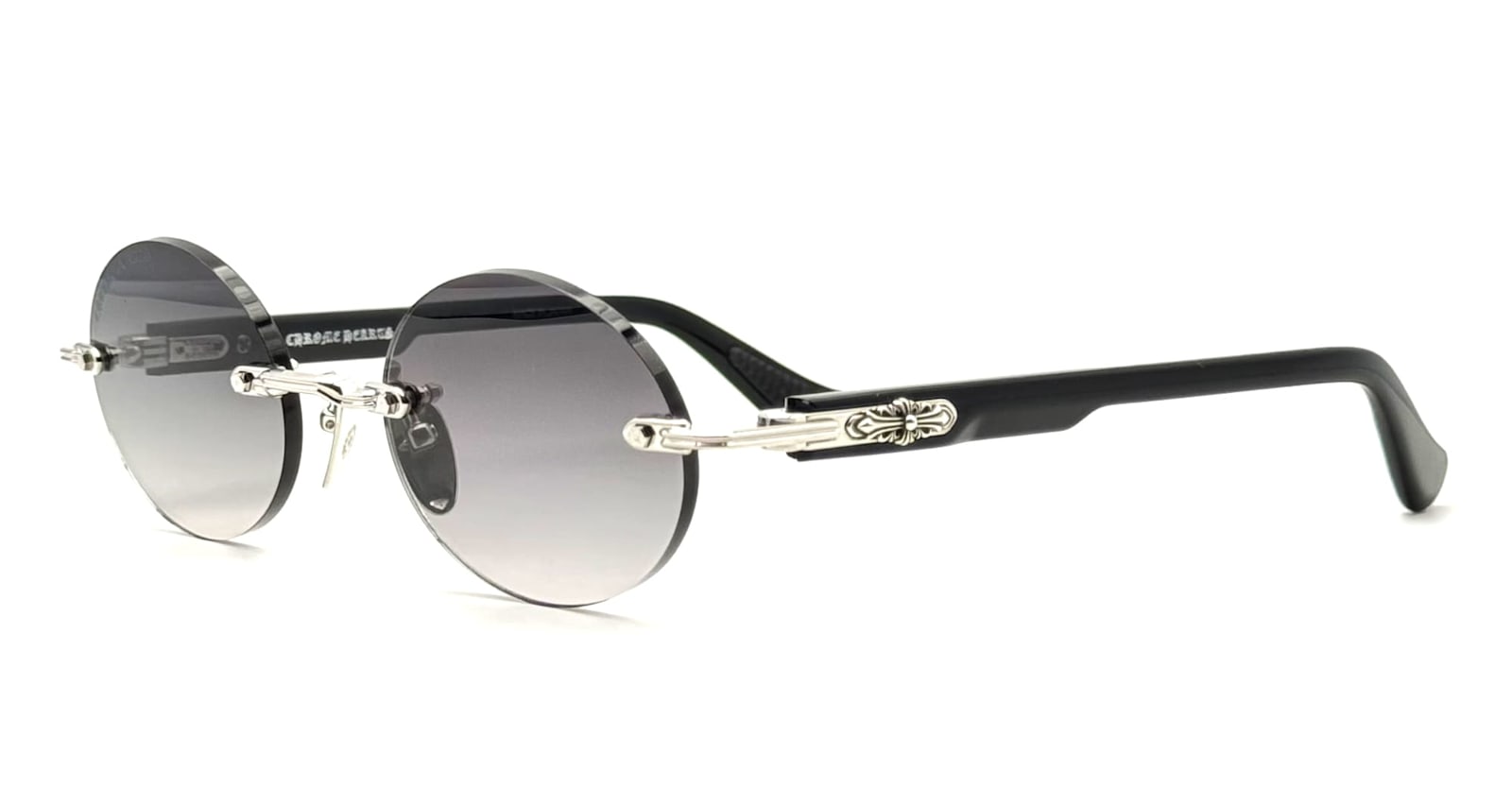 Chrome Hearts Deep Iii - Shiny Silver / Black Sunglasses In Gray