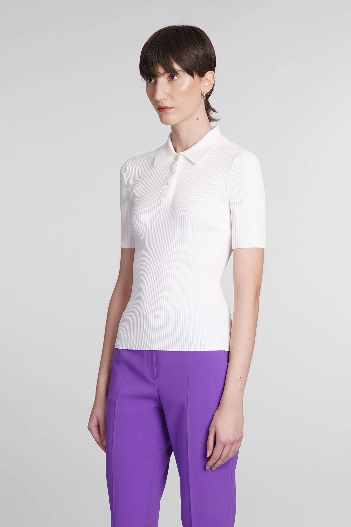 Shop Theory Polo In White Viscose