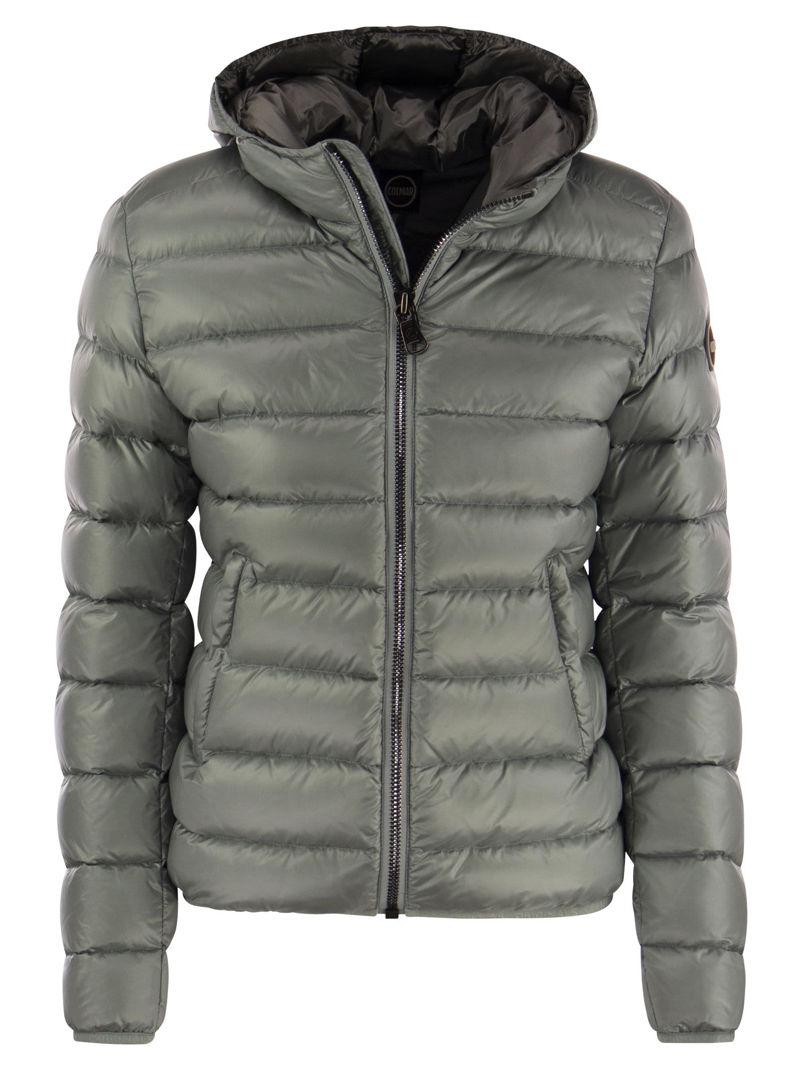 Shop Colmar Friendly - Down Jacket With Fixed Hood In Grey