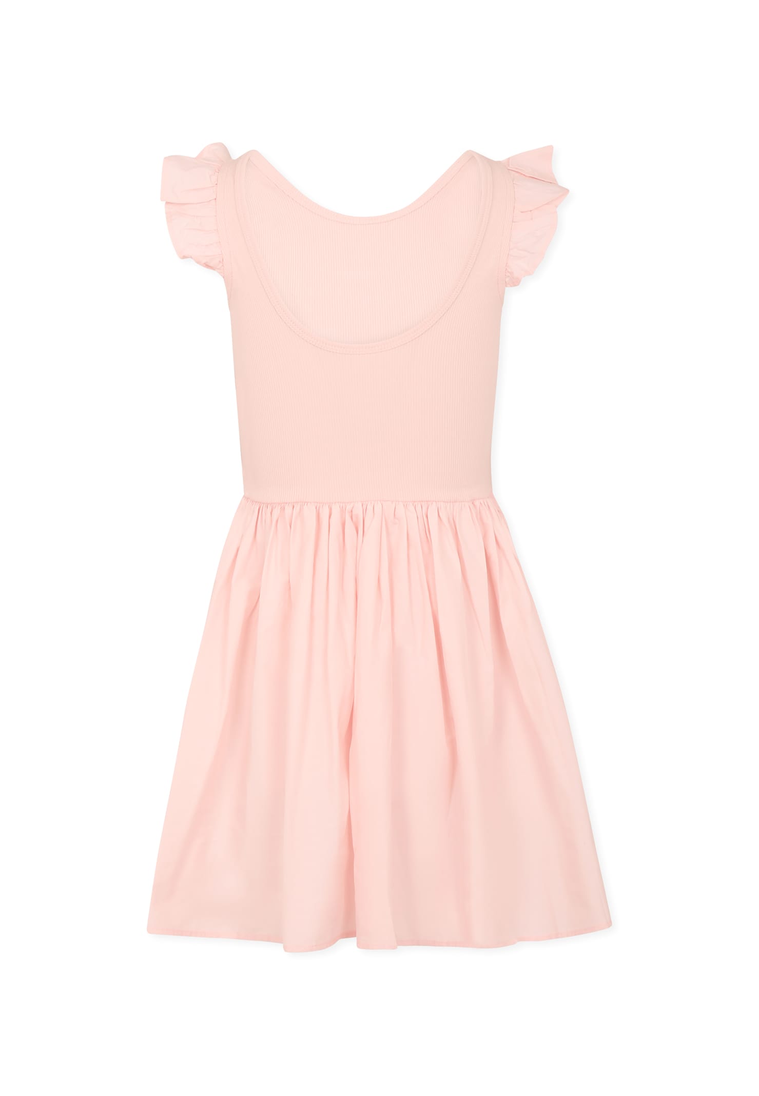 Molo Pink Dress For Girl With Logo Patch In Pink