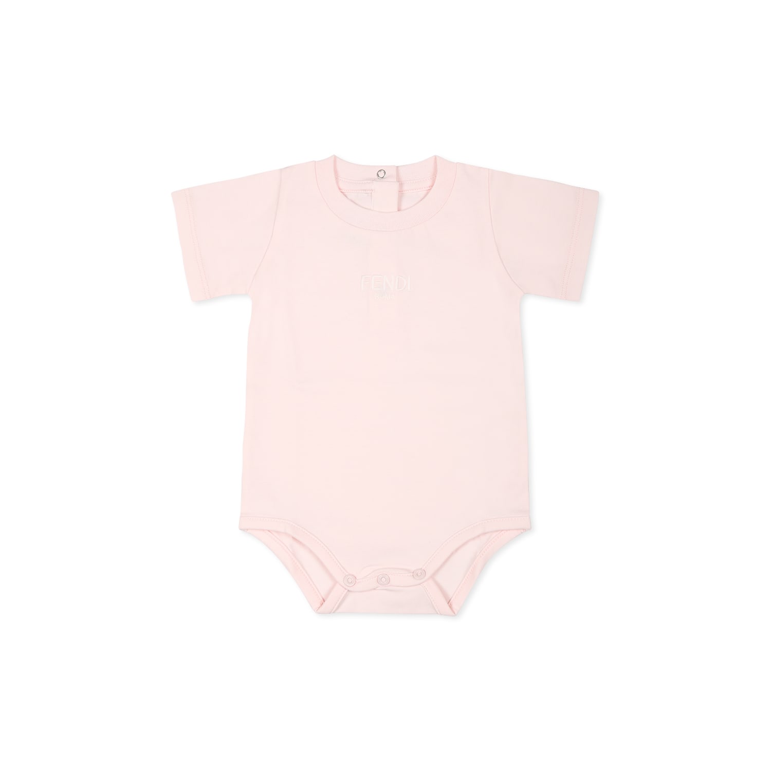 Fendi Pink Babygrow Set For Baby Girl With Logo In Pink