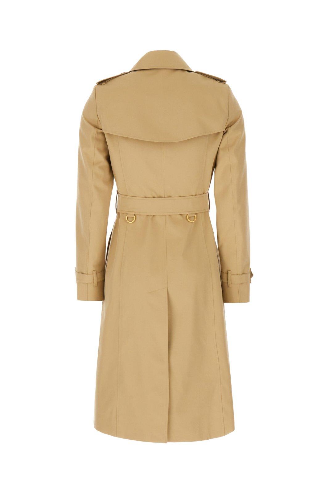 Shop Burberry Double Breasted Belted Trench Coat In A1366