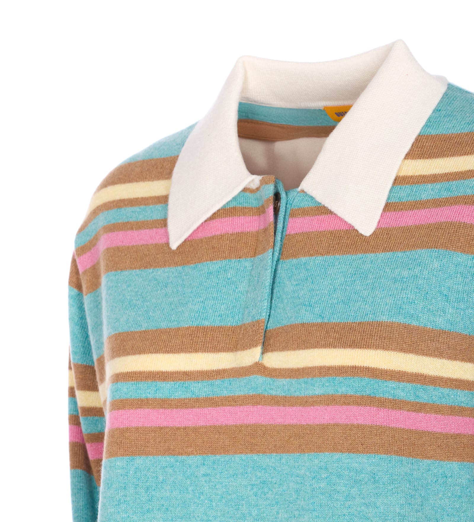 Guest In Residence Cropped Striped Cashmere Polo Shirt In Multi