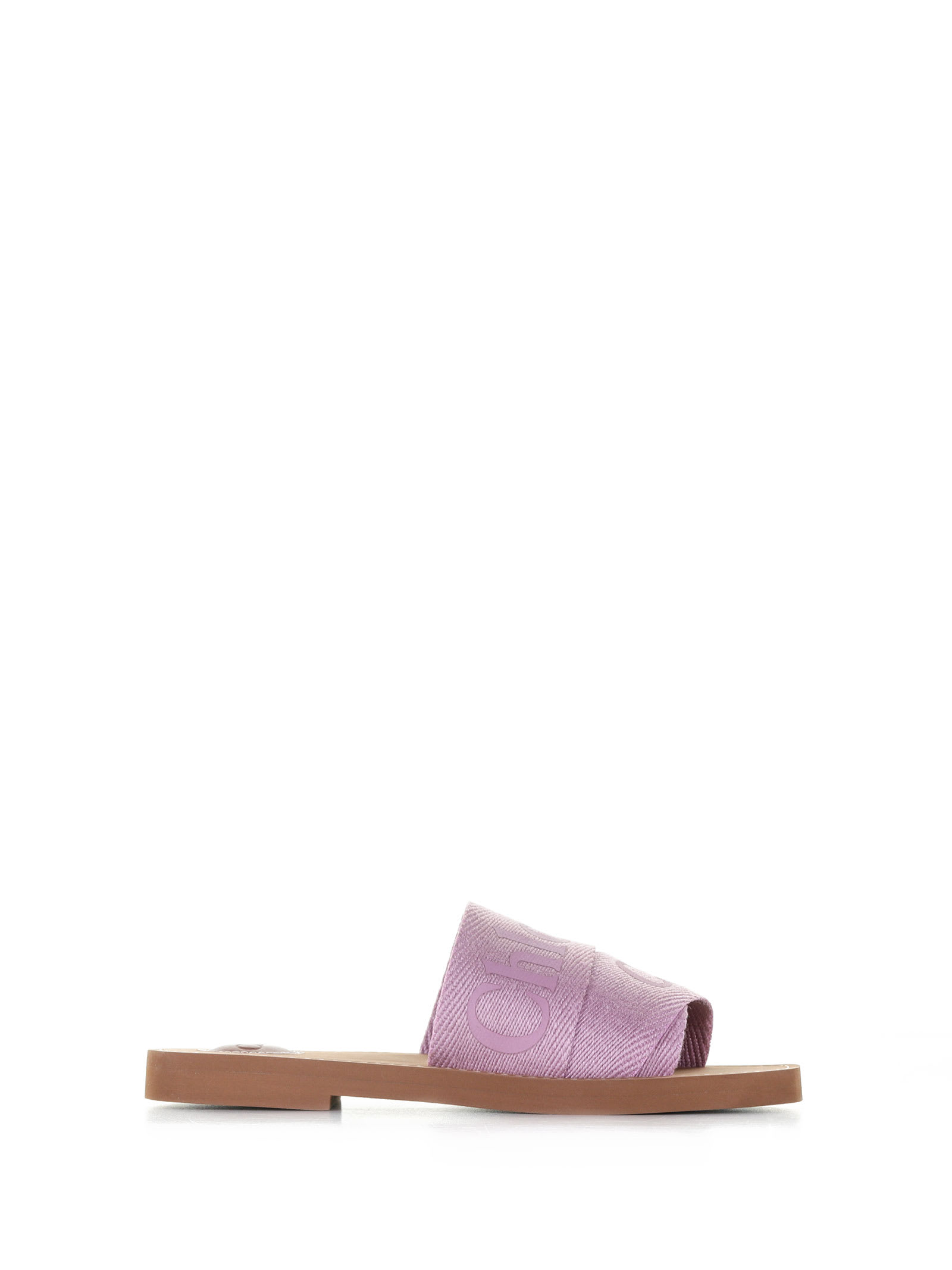 Chloé Woody Slide Sandal In Lilac Canvas