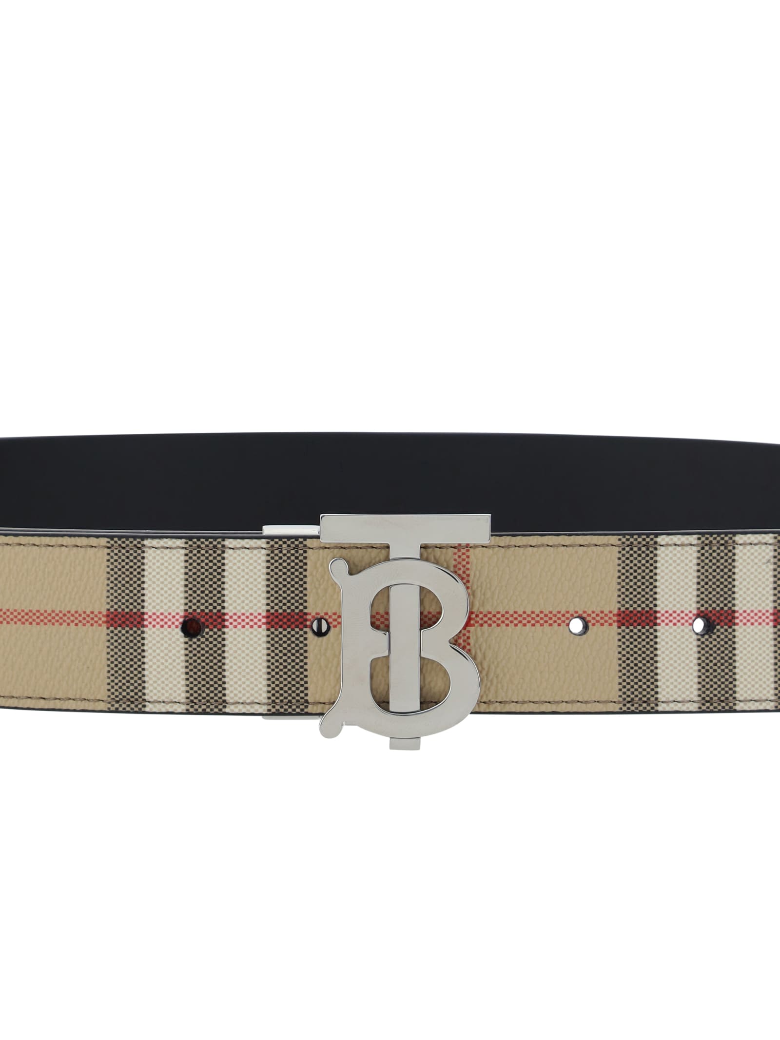 Shop Burberry Tb Belt In Archive Beige/silver