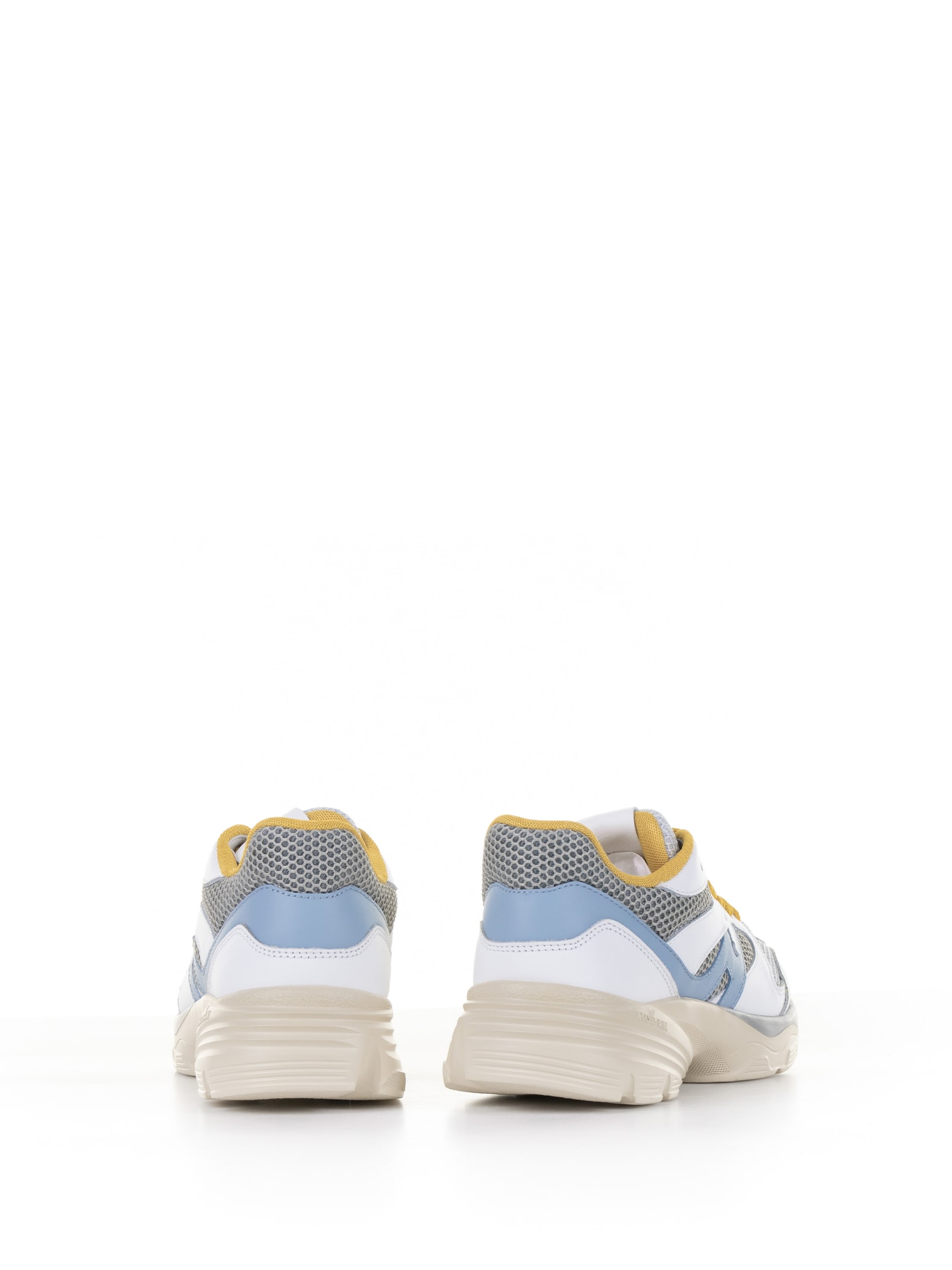 Shop Hogan Runner H665 Multicolor Sneakers In Bianco Azzurro Giallo