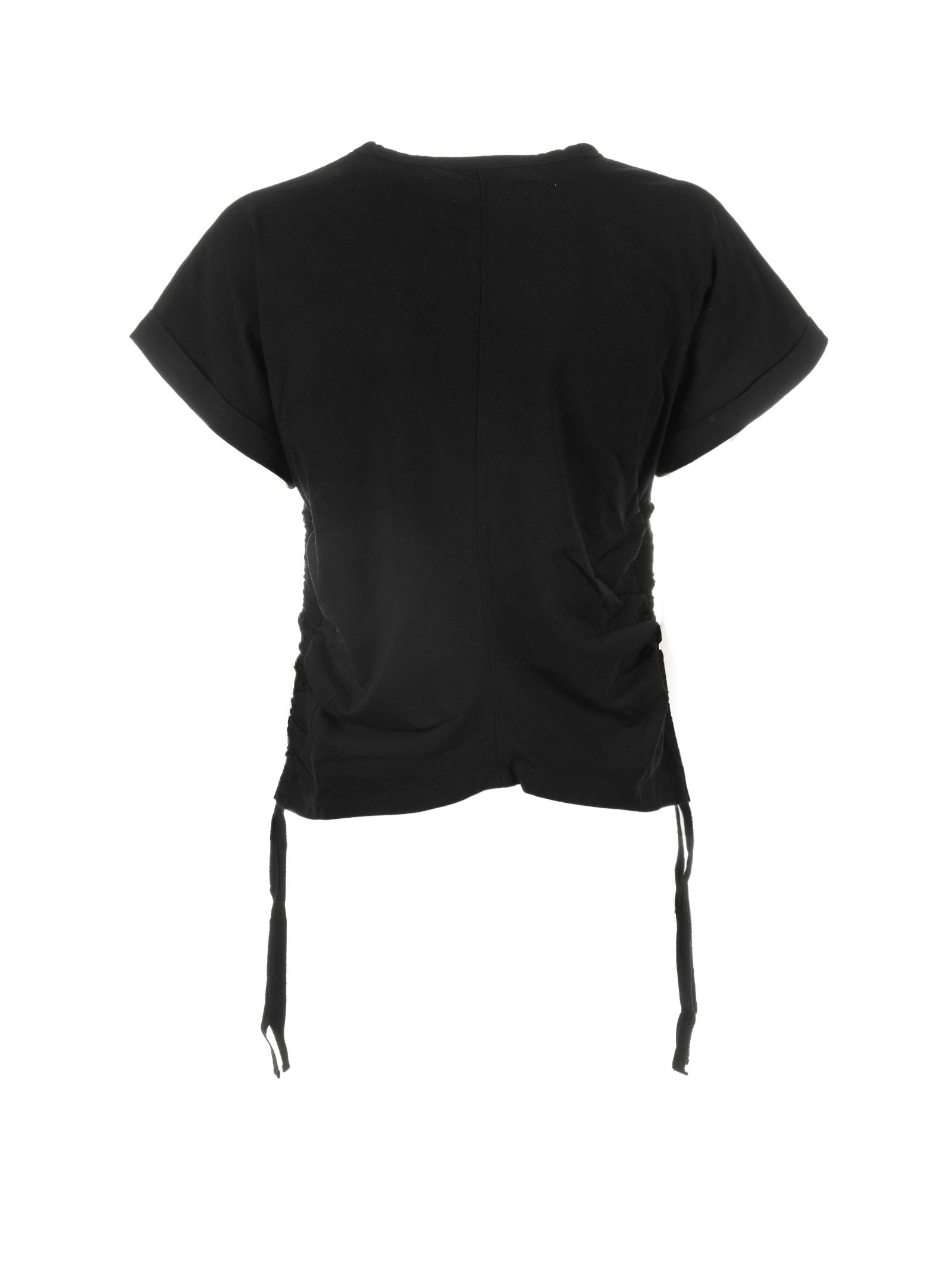 Shop 19.70 Nineteen Seventy Black T-shirt Withadjustable Side Gathering In Nero