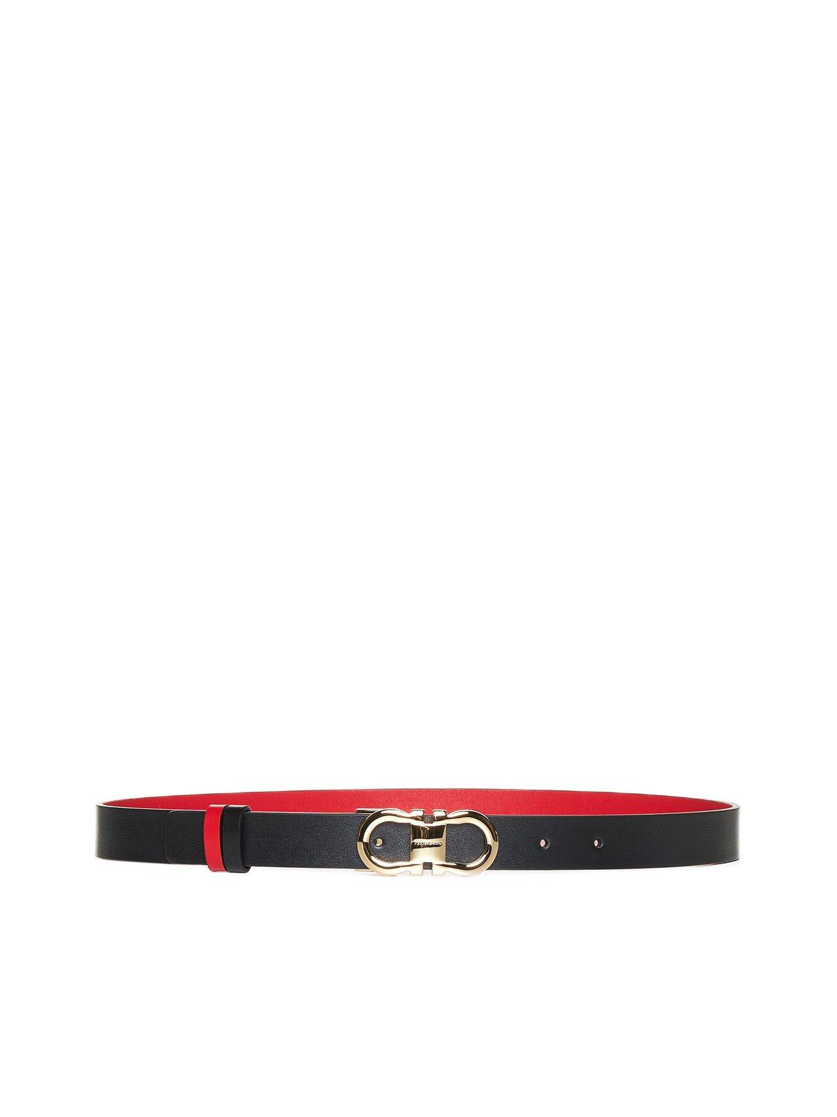 Shop Ferragamo Gancini-buckle Reversible Belt In Black